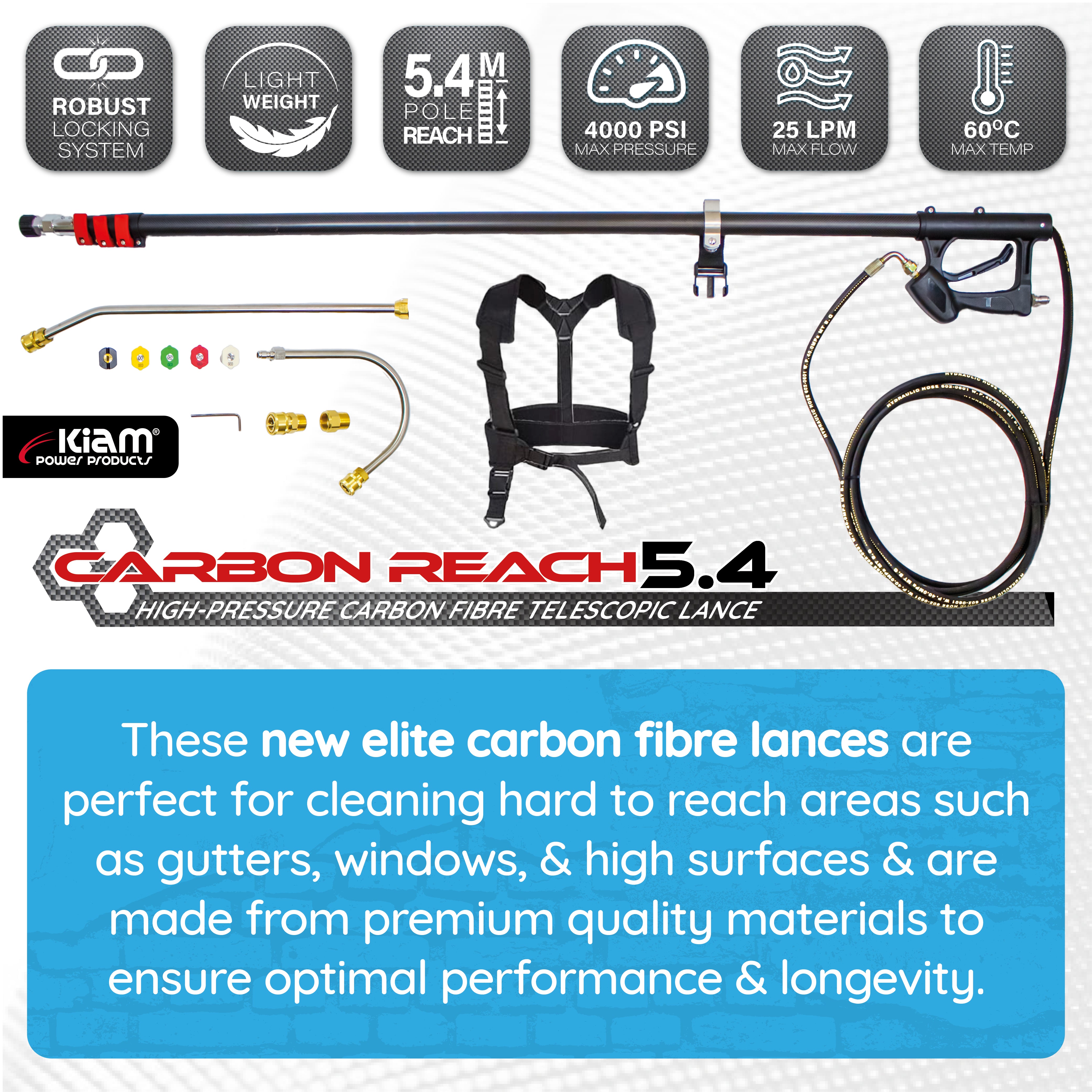 Carbon Reach 5.4 Metre Telescopic Carbon Fibre Lance