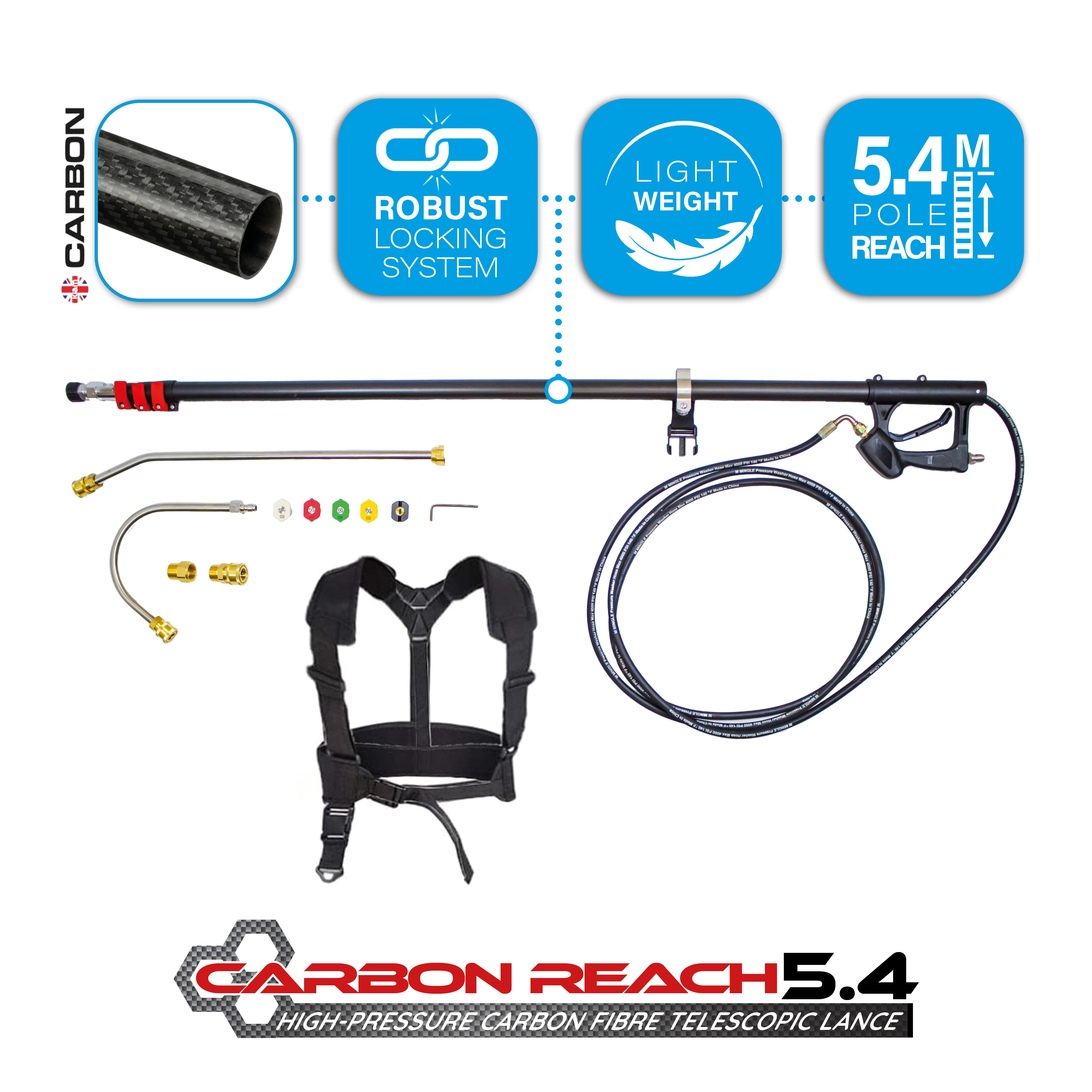 Carbon Reach 5.4 Metre Telescopic Carbon Fibre Lance