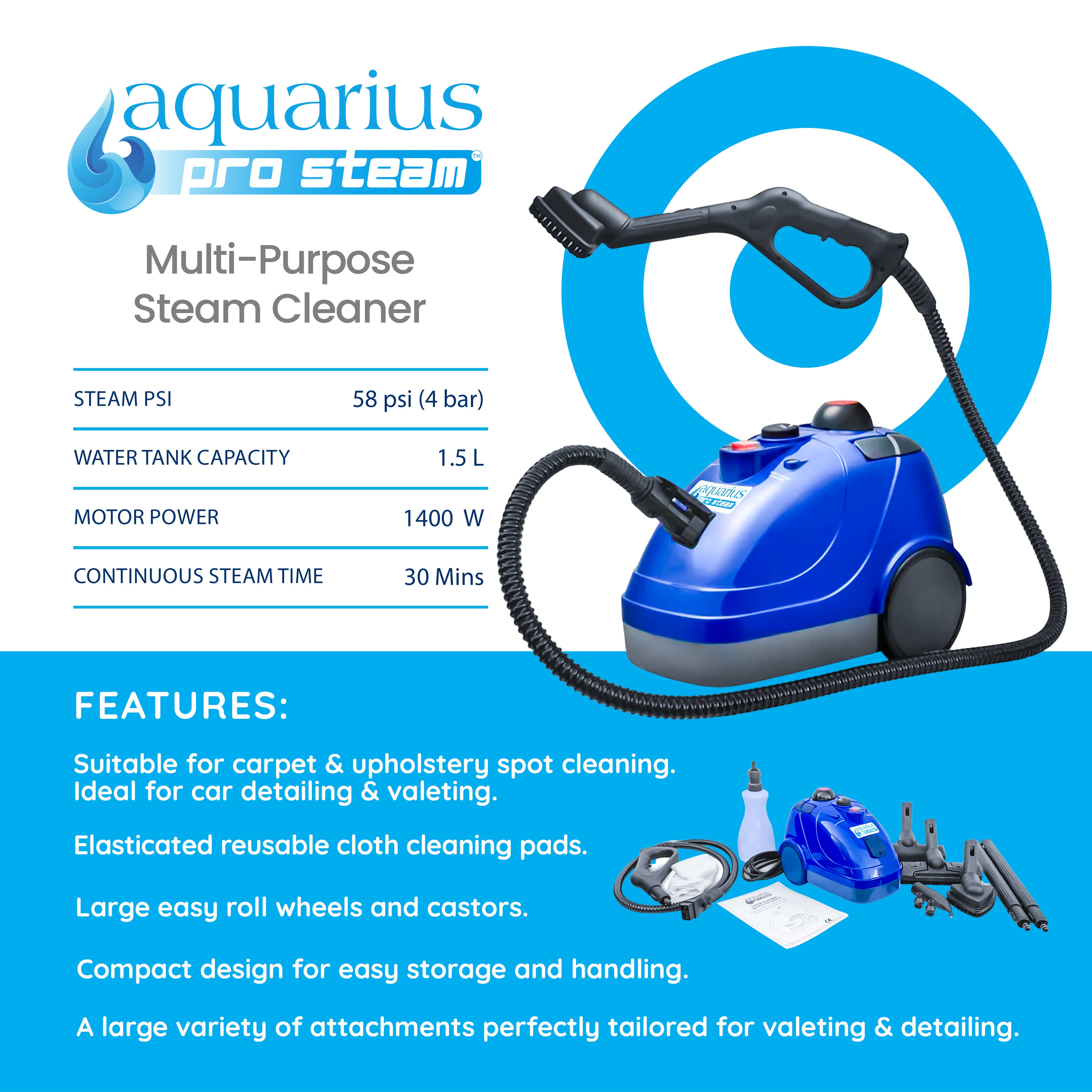 Aquarius Pro Steam - Multi-Purpose Steam Cleaner