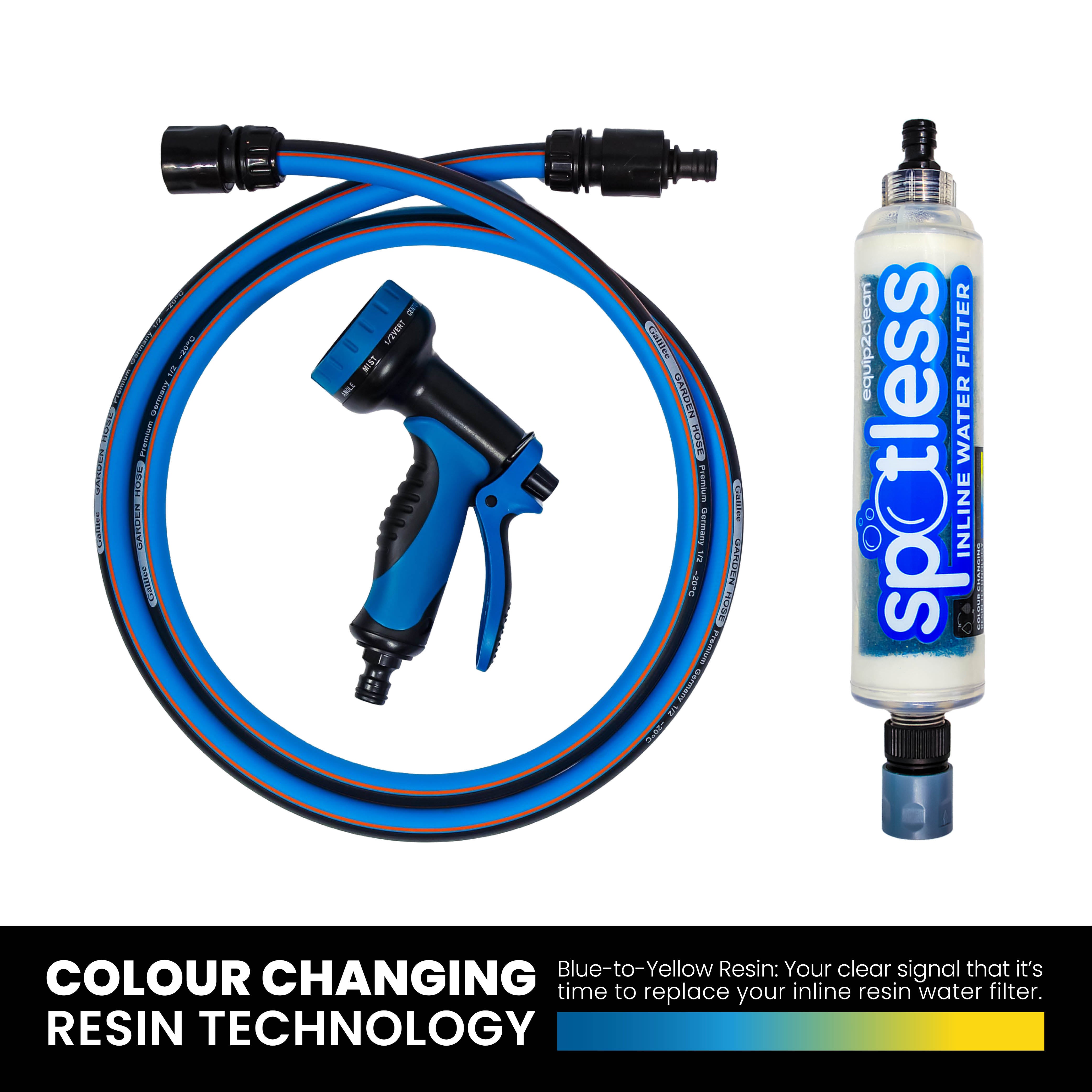 Aquaspray Inline Water Filter & Car Wash Kit – With Colour‑Changing DI Resin