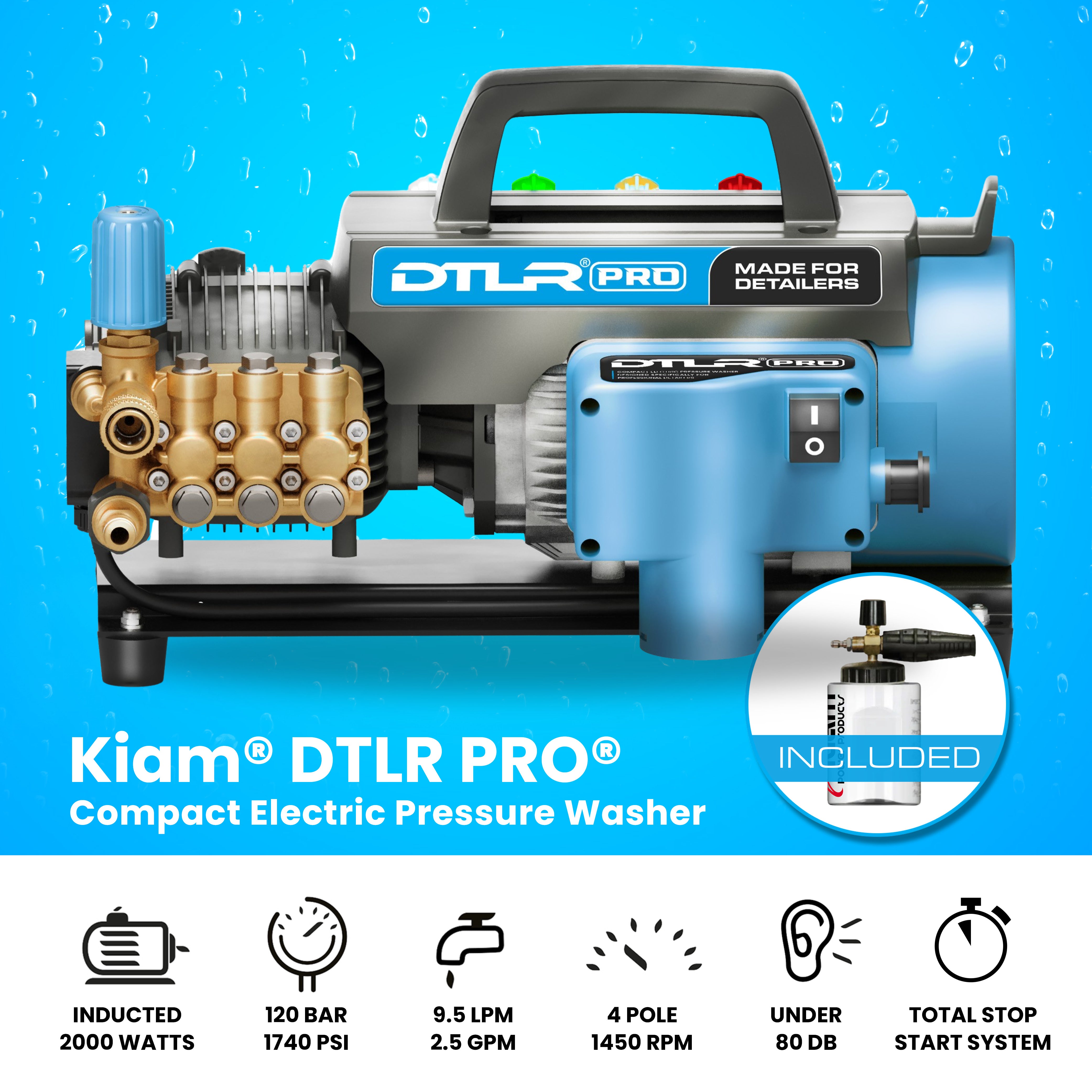 Kiam DTLR Pro® with 2 in 1 Wheel base and Wall Mount with Hose Reel