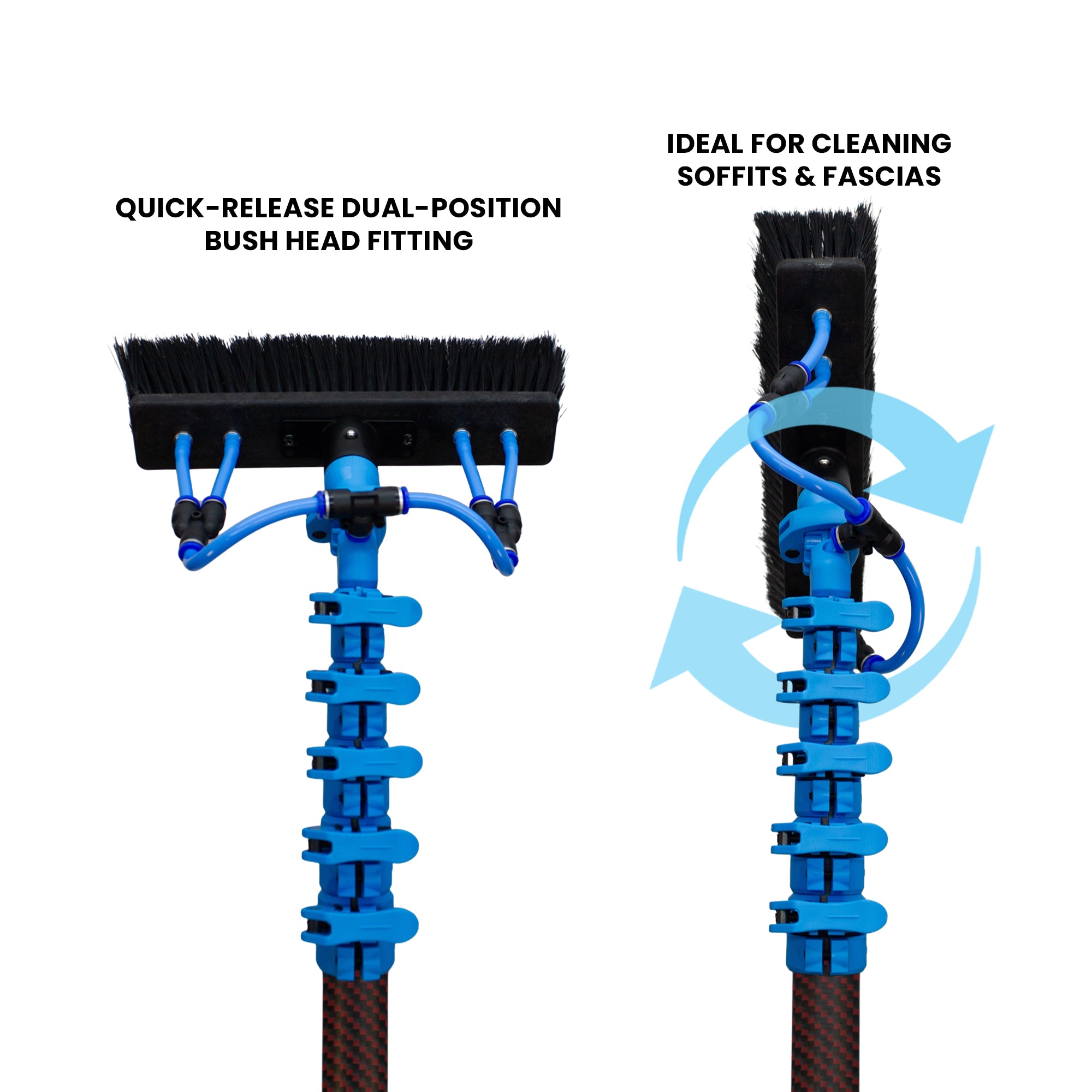 Aquaspray® Venom 18ft Hybrid 50% Carbon, 50% Fiberglass Waterfed Window Cleaning Pole – 4 Sections
