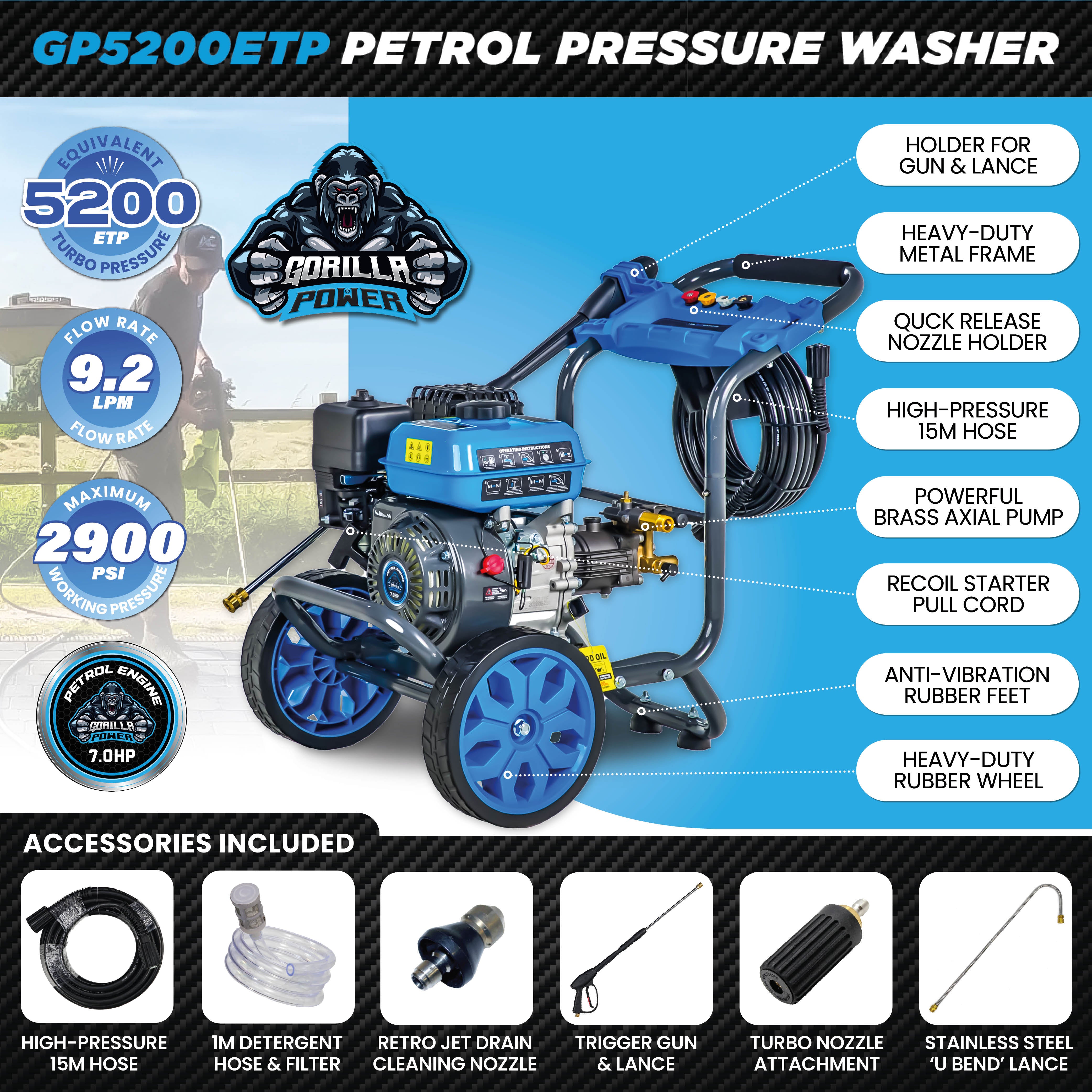 Gorilla Power GP5200ETP Petrol pressure Washer