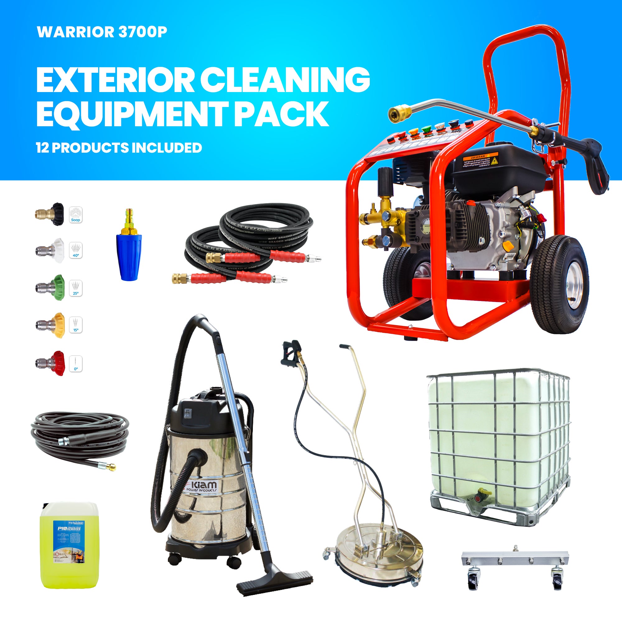 Business Start-Up Pack Pressure Washer - Petrol (Warrior 3700P, KV30B, SurfacePro 21 and accessories)