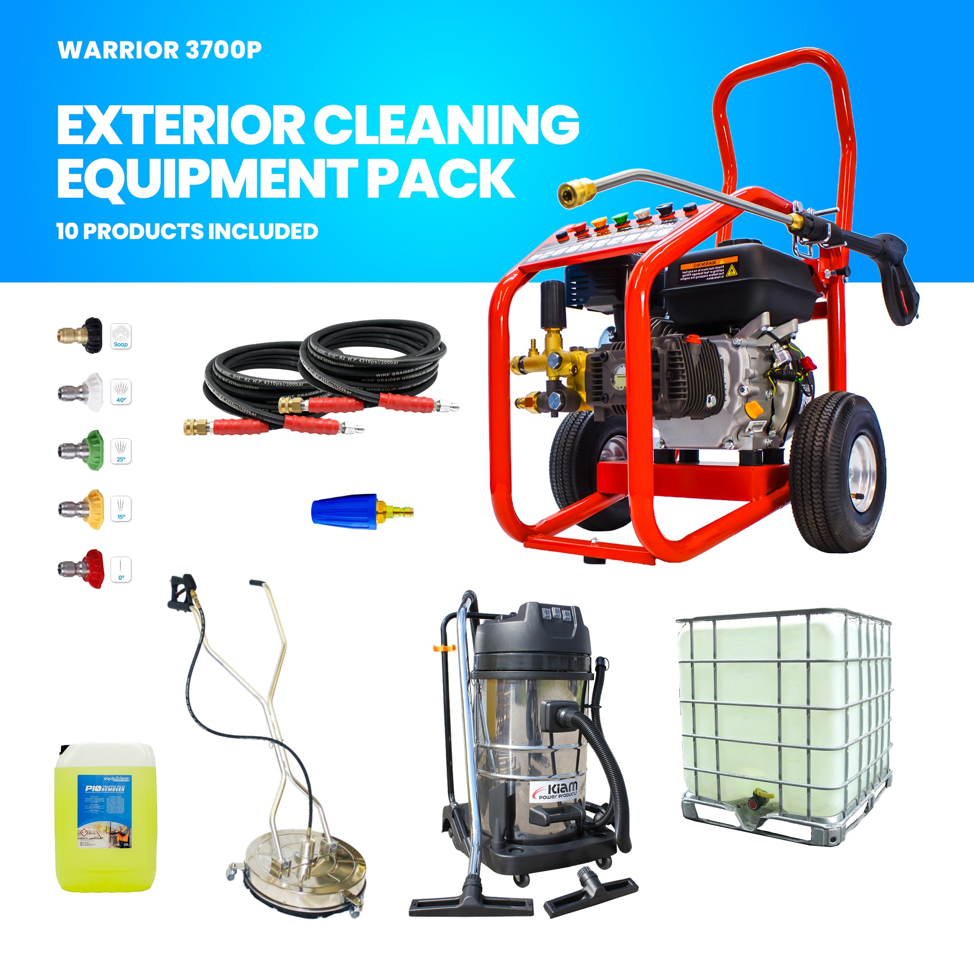 Business Start-Up Pack Pressure Washer - Petrol (Warrior 3700P, KV80-3, SurfacePro 21 and accessories)