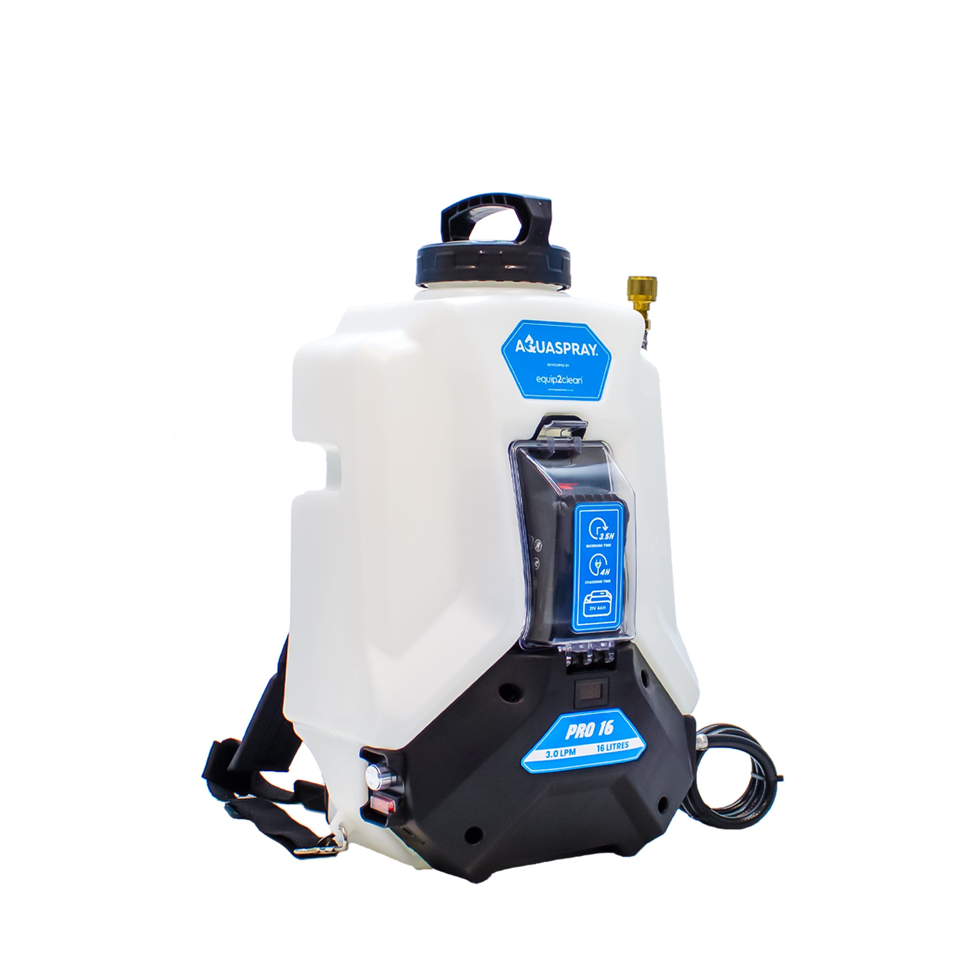 Aquaspray® Pro 16L Battery Operated Water Spray Tank with Aquaspray® Venom 22ft Hybrid 50% Carbon, 50% Fiberglass Waterfed Window Cleaning Pole