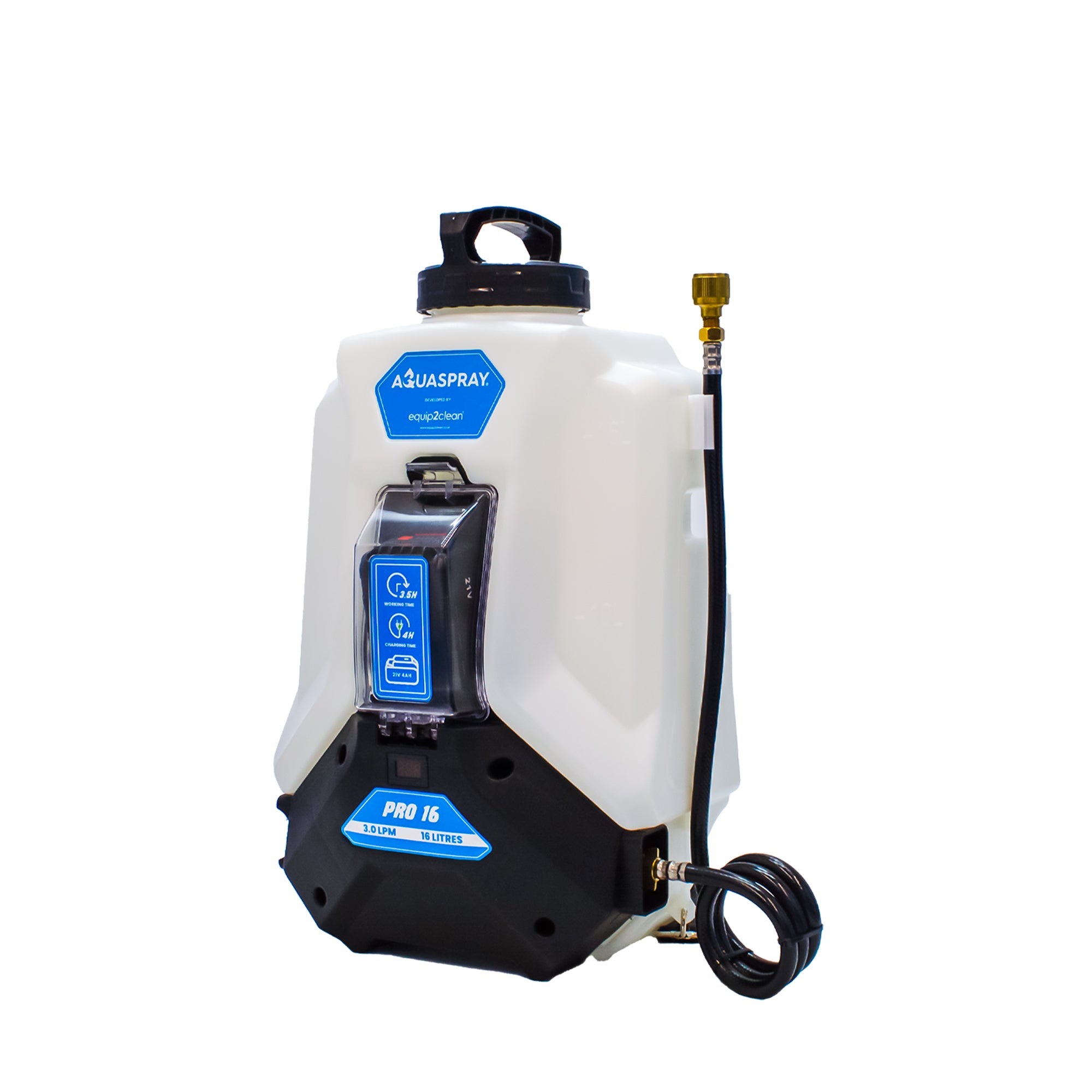 Aquaspray® Pro 16L Battery Operated Water Spray Tank with Aquaspray® Venom 22ft Hybrid 50% Carbon, 50% Fiberglass Waterfed Window Cleaning Pole