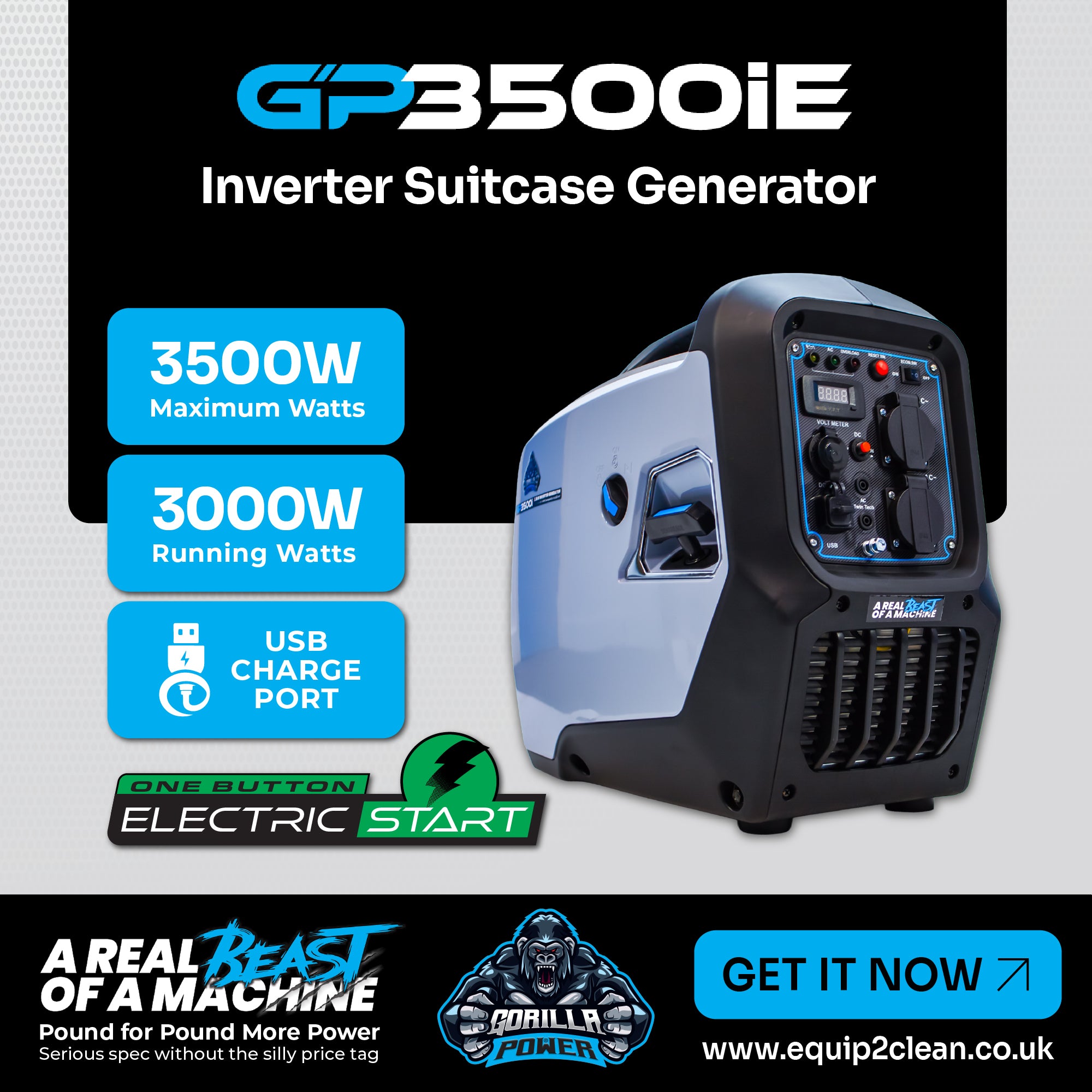 Gorilla Power 3500W Inverter Suitcase Generator - GP3500i – Powerful & Fuel Efficient