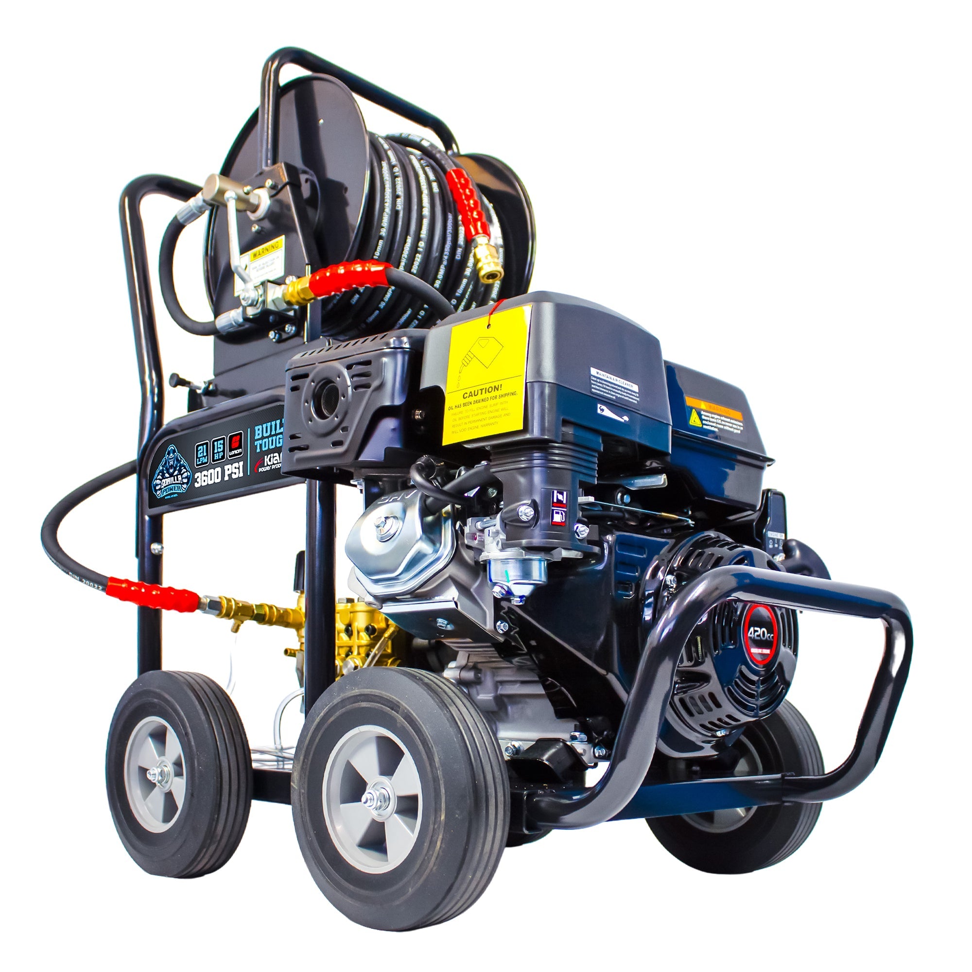 GRADE A Kiam GORILLA POWER® 3600PSI 21LPM 15HP Petrol Pressure Washer Loncin Engine