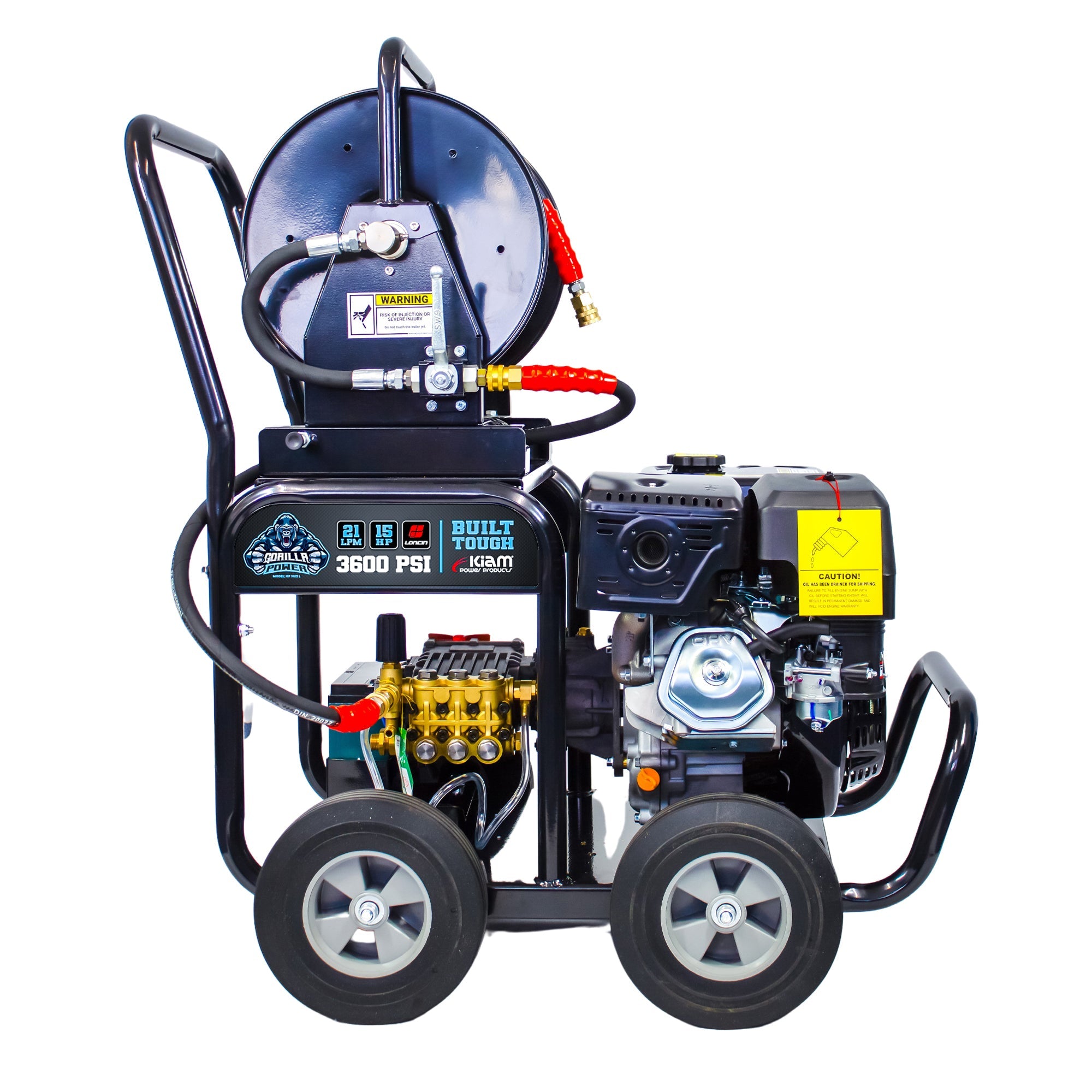 GRADE A Kiam GORILLA POWER® 3600PSI 21LPM 15HP Petrol Pressure Washer Loncin Engine