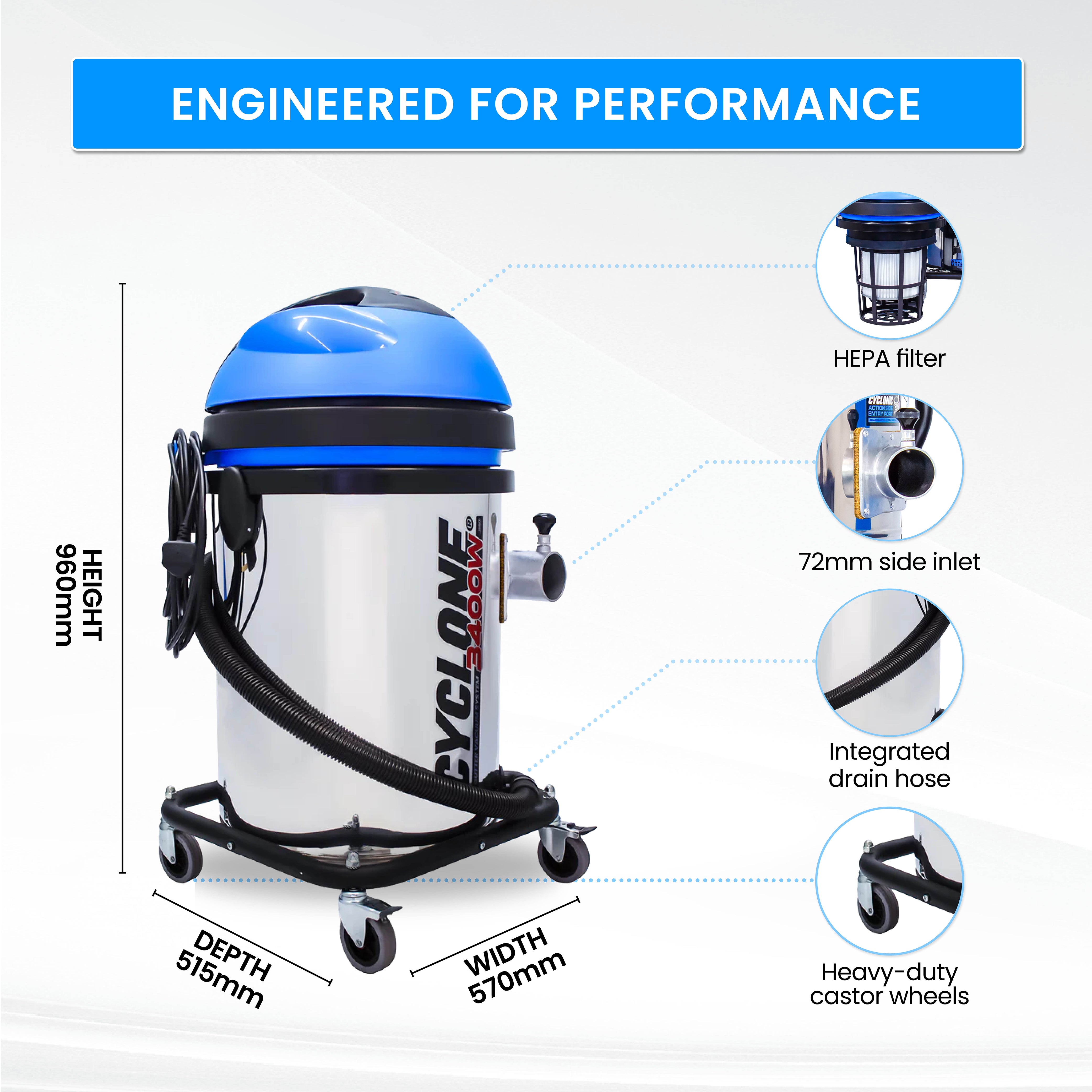 Aspirateur de gouttière Kiam CYCLONE® 3400W 50L