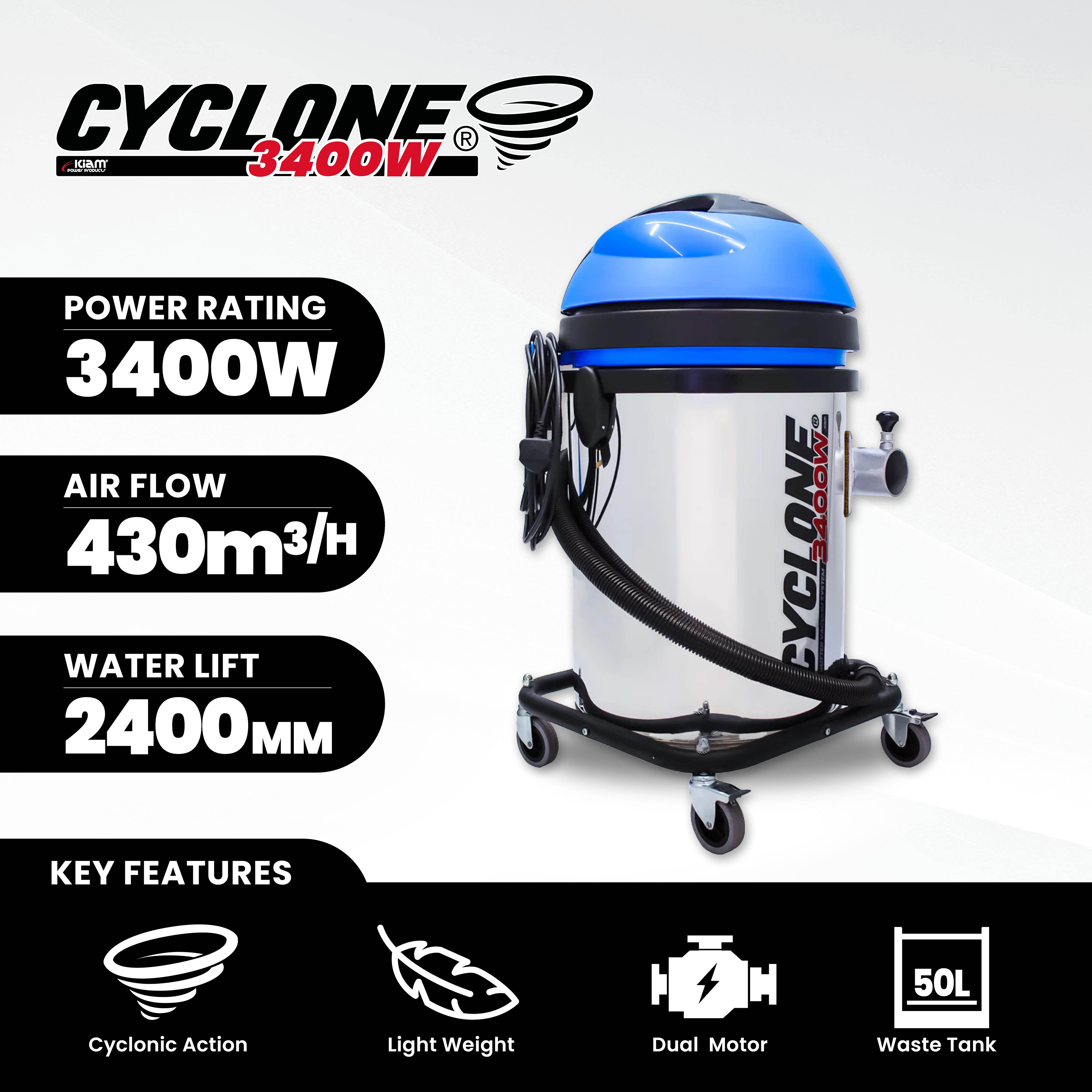 Aspirateur de gouttière Kiam CYCLONE® 3400W 50L