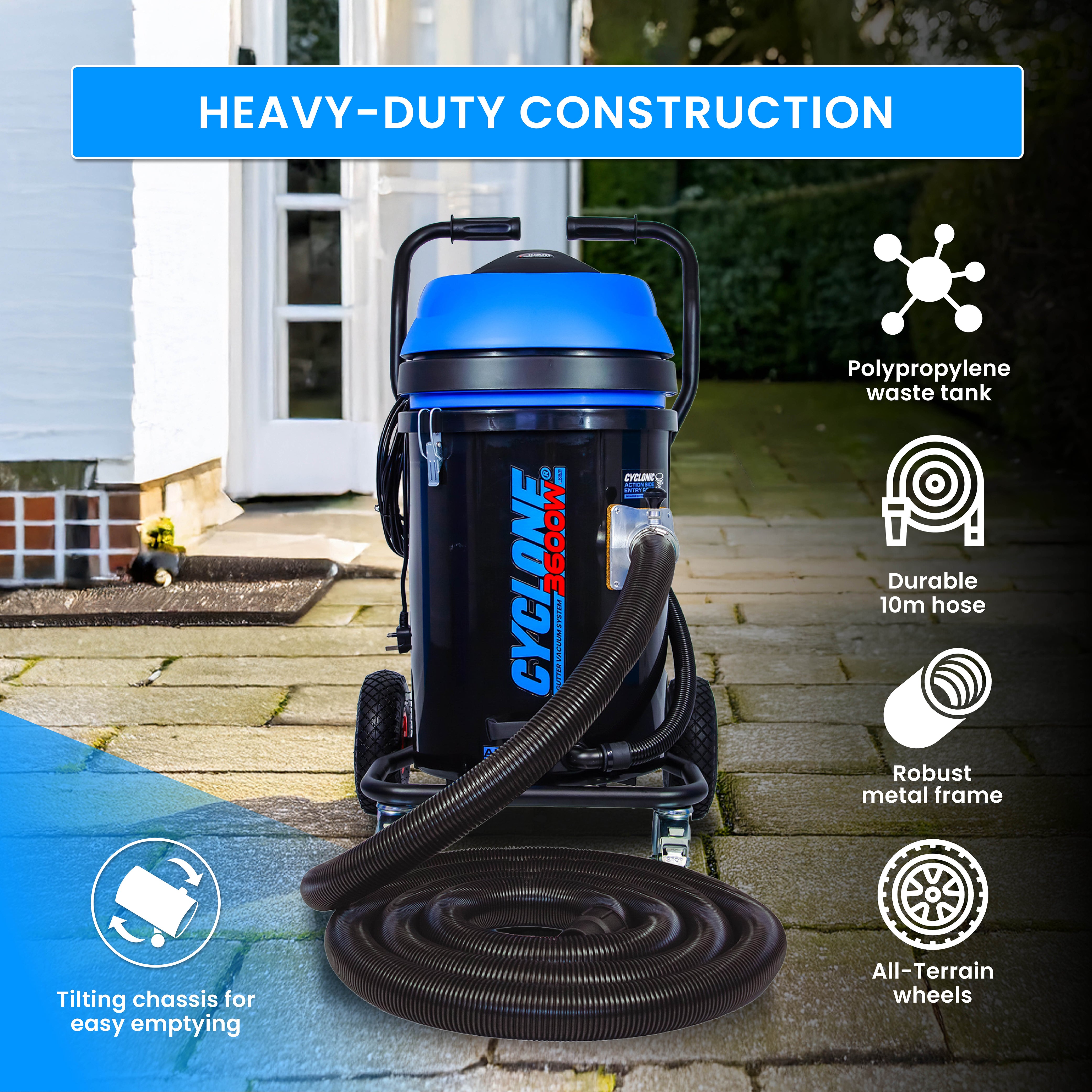 Système d'aspiration de gouttières tout terrain Kiam CYCLONE® 3600W 76L Inox