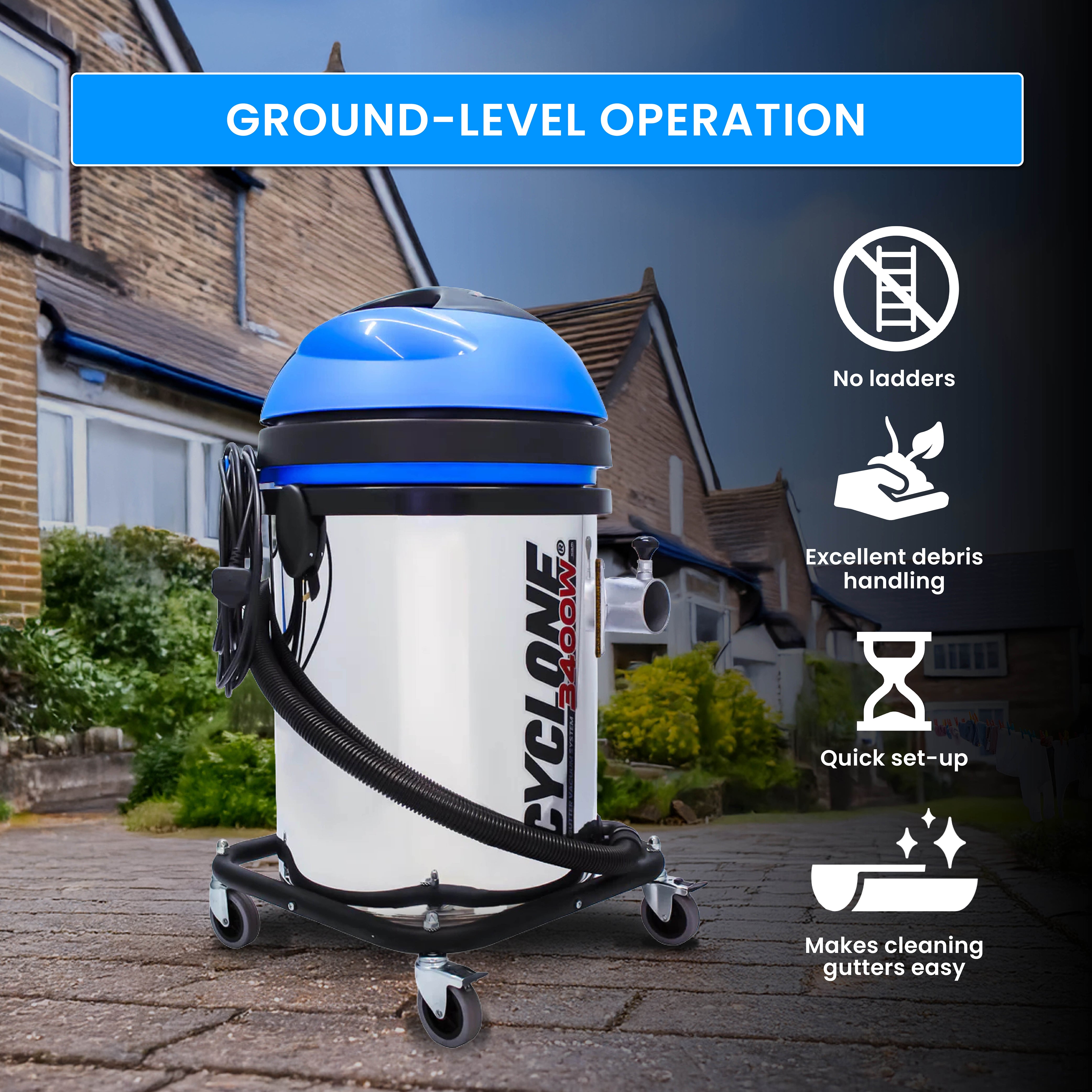 Aspirateur de gouttière Kiam CYCLONE® 3400W 50L