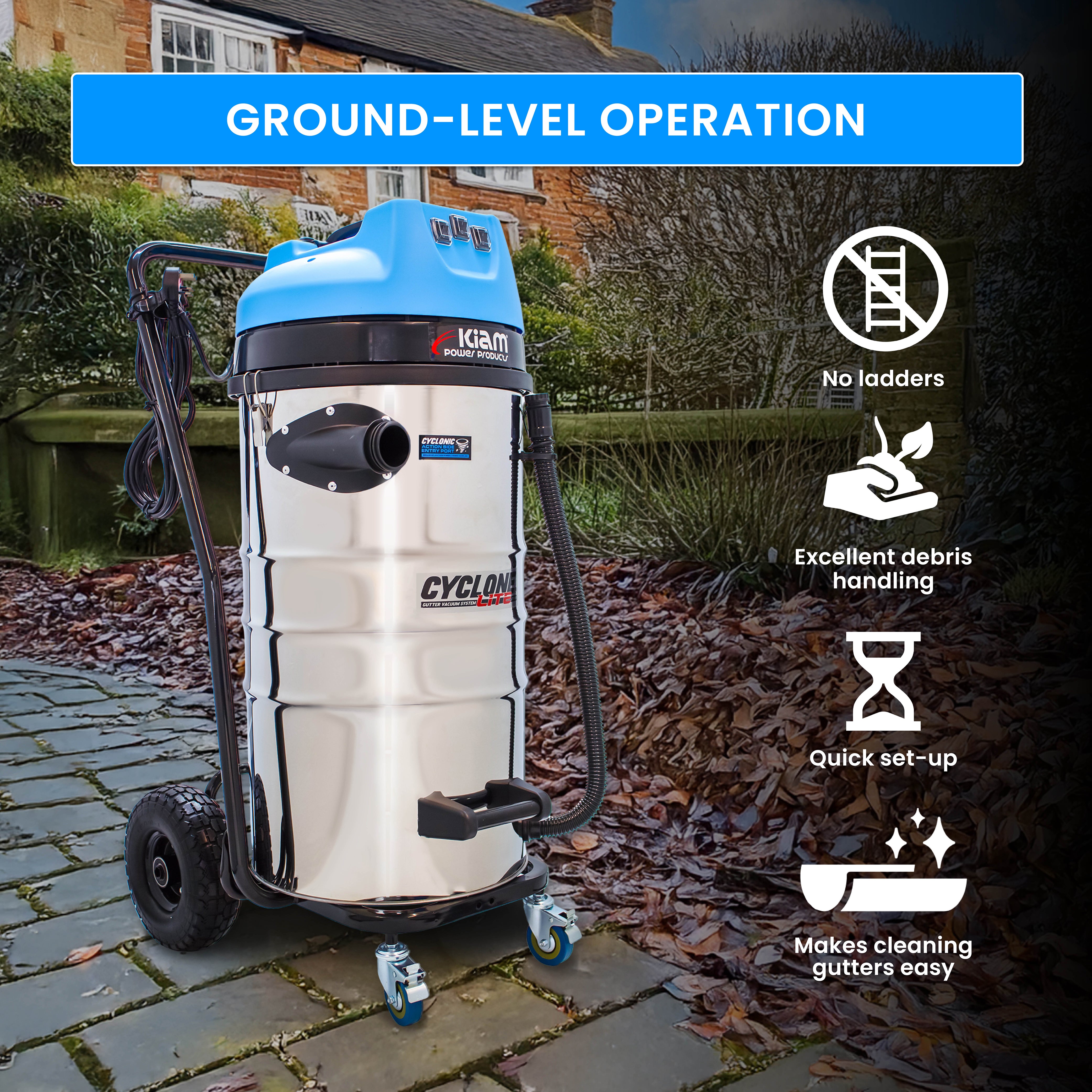 Cyclone Lite® KV100 Gutter Vacuum 3600W - Side Entry