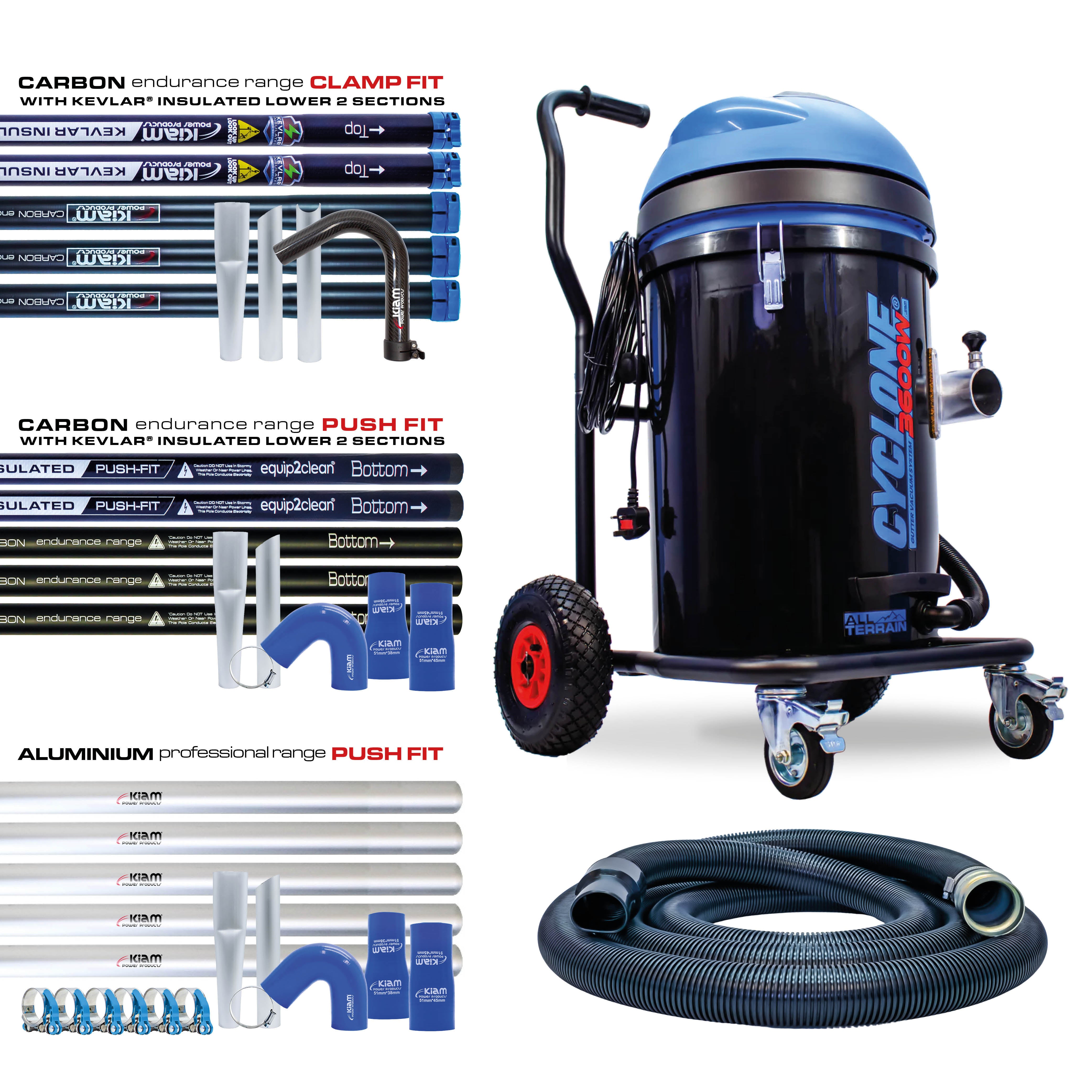 Kiam CYCLONE® All Terrain Gutter Vacuum System 3600W 76L Polypropylene (Black)