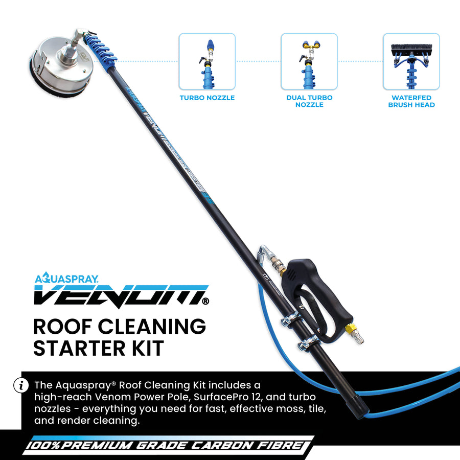 Roof cleaning Starter Package - Venom Power Pole + Surfacepro 12 + Turbo Nozzle