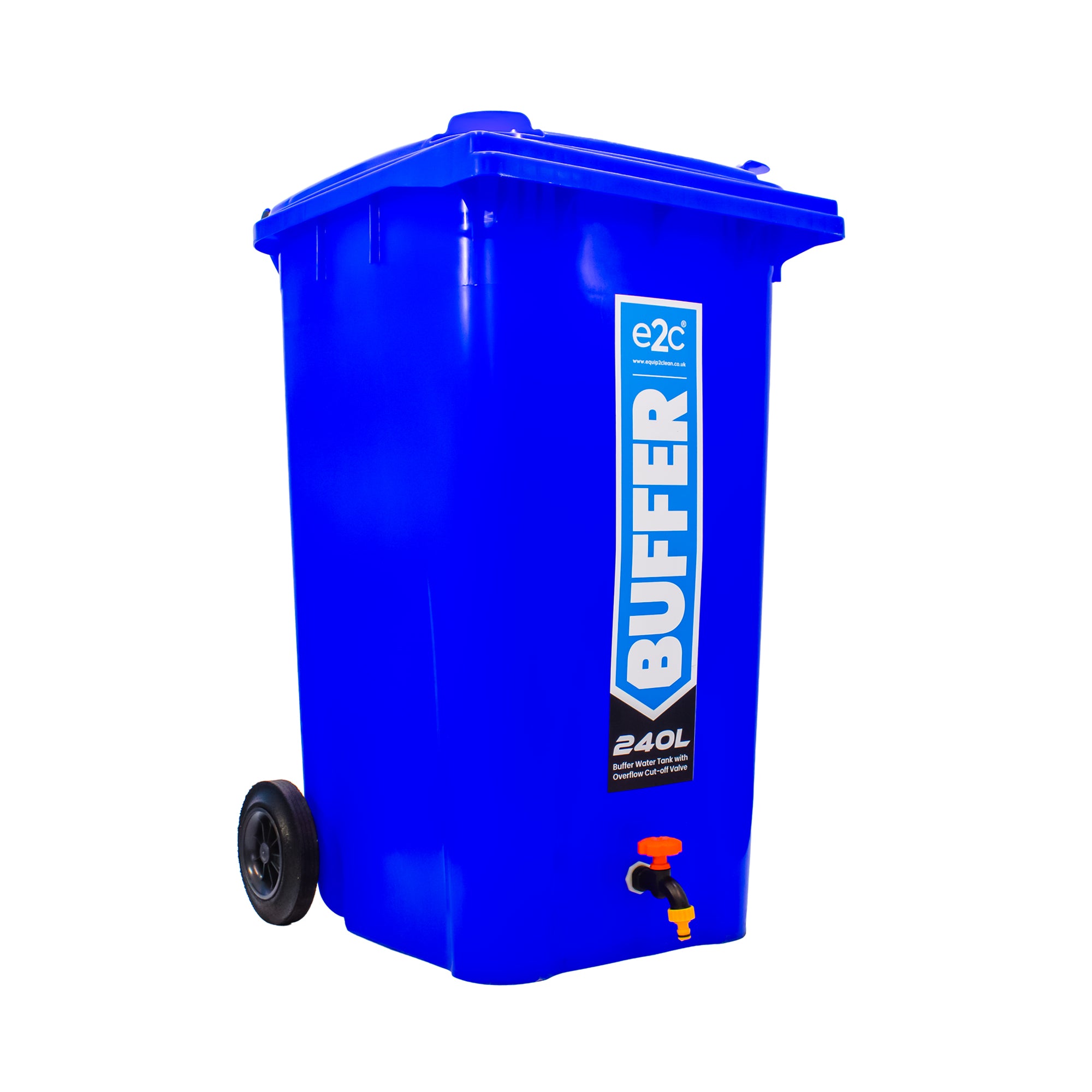 240 Litre Mobile Water Wheelie Bin Buffer Tank with Overflow Cut-off Float Valve