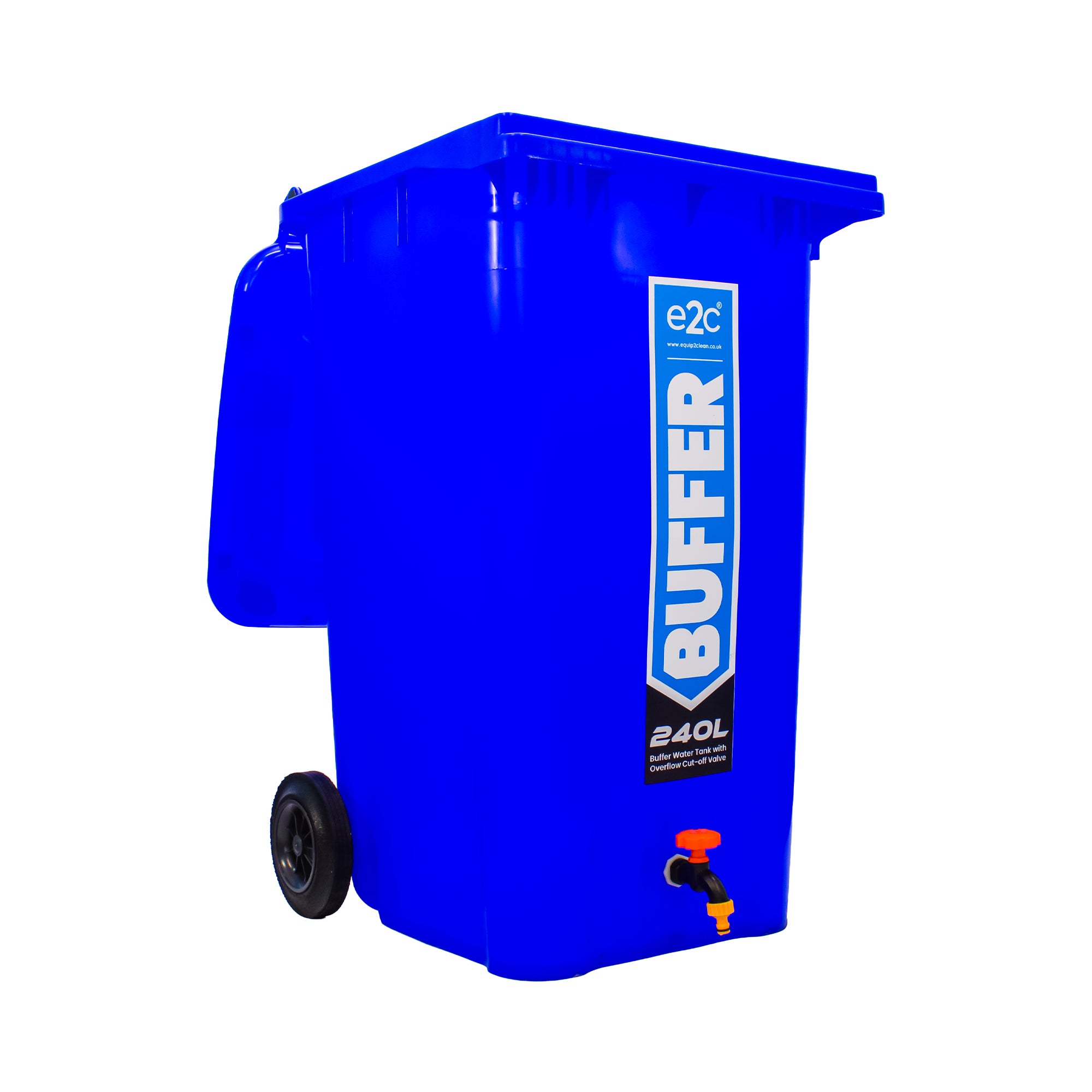 240 Litre Mobile Water Wheelie Bin Buffer Tank with Overflow Cut-off Float Valve