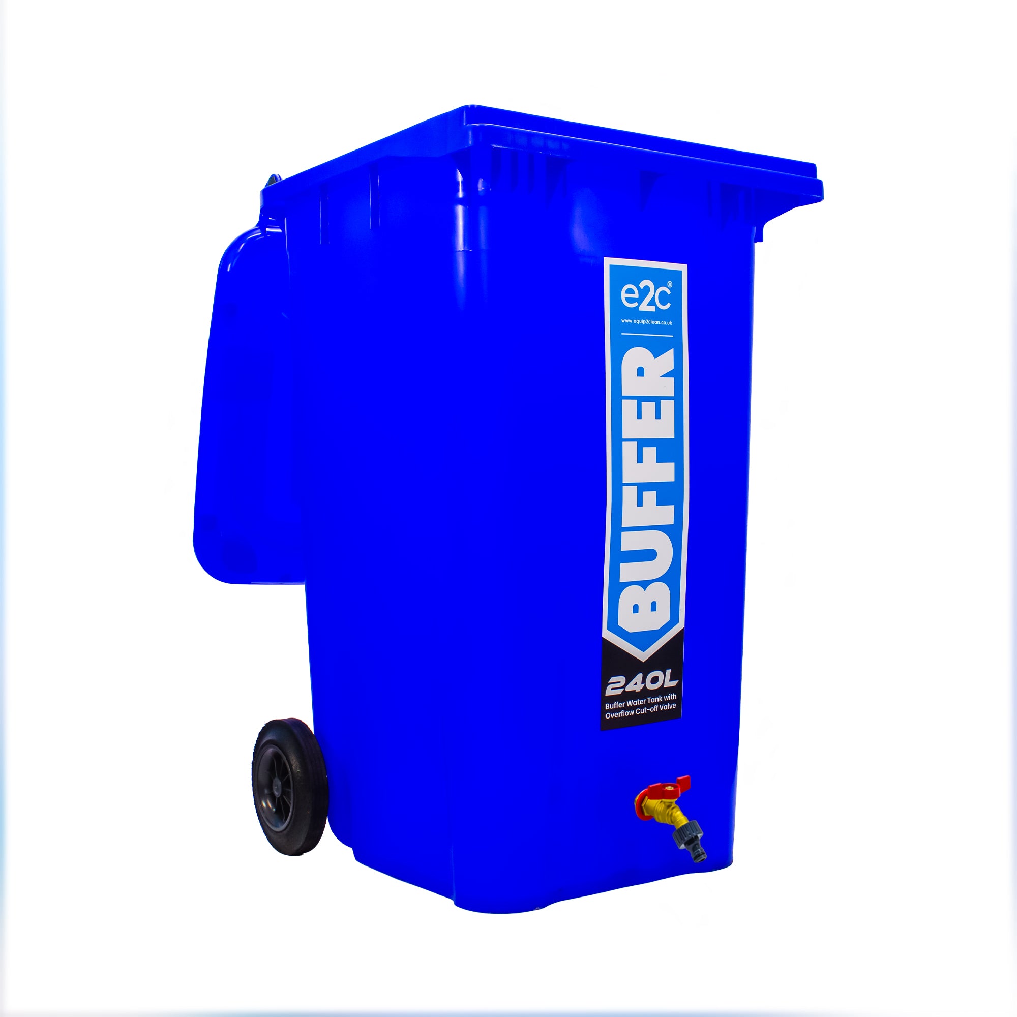 240 Litre Mobile Water Wheelie Bin Buffer Tank with Overflow Cut-off Float Valve