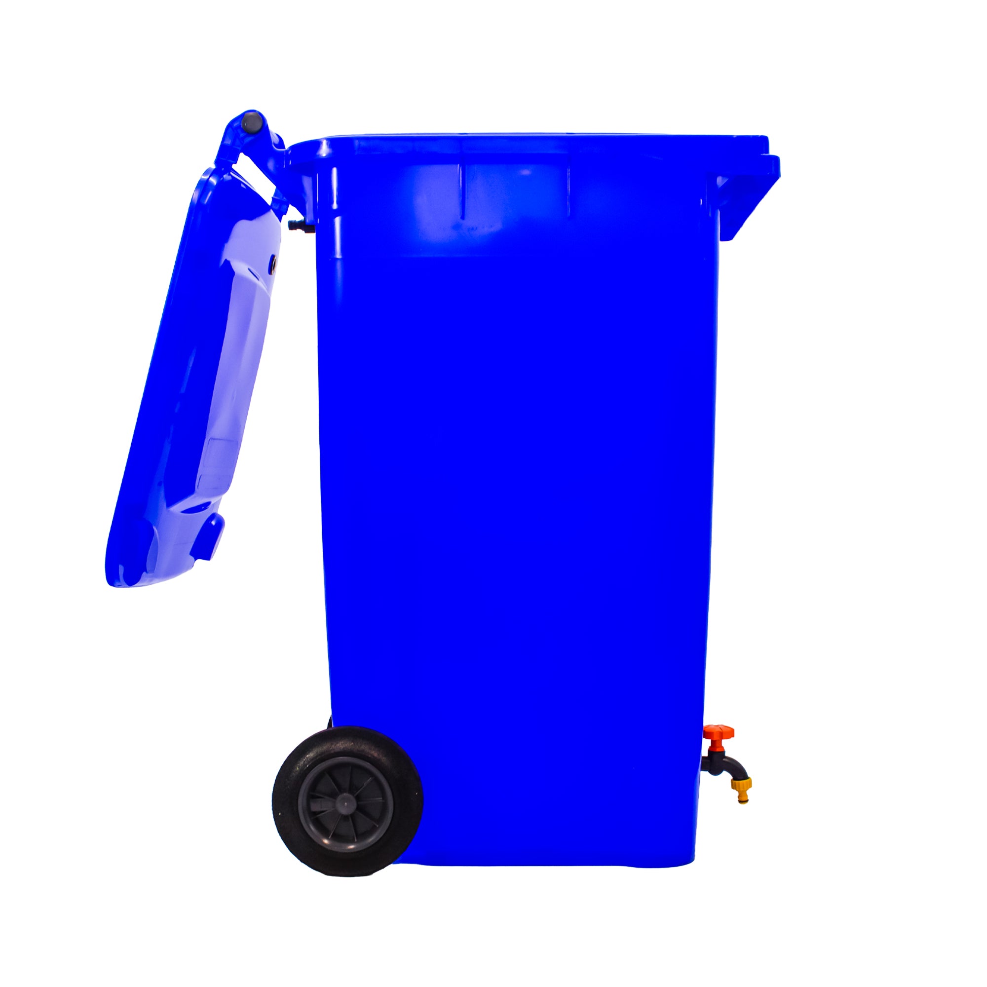 240 Litre Mobile Water Wheelie Bin Buffer Tank with Overflow Cut-off Float Valve
