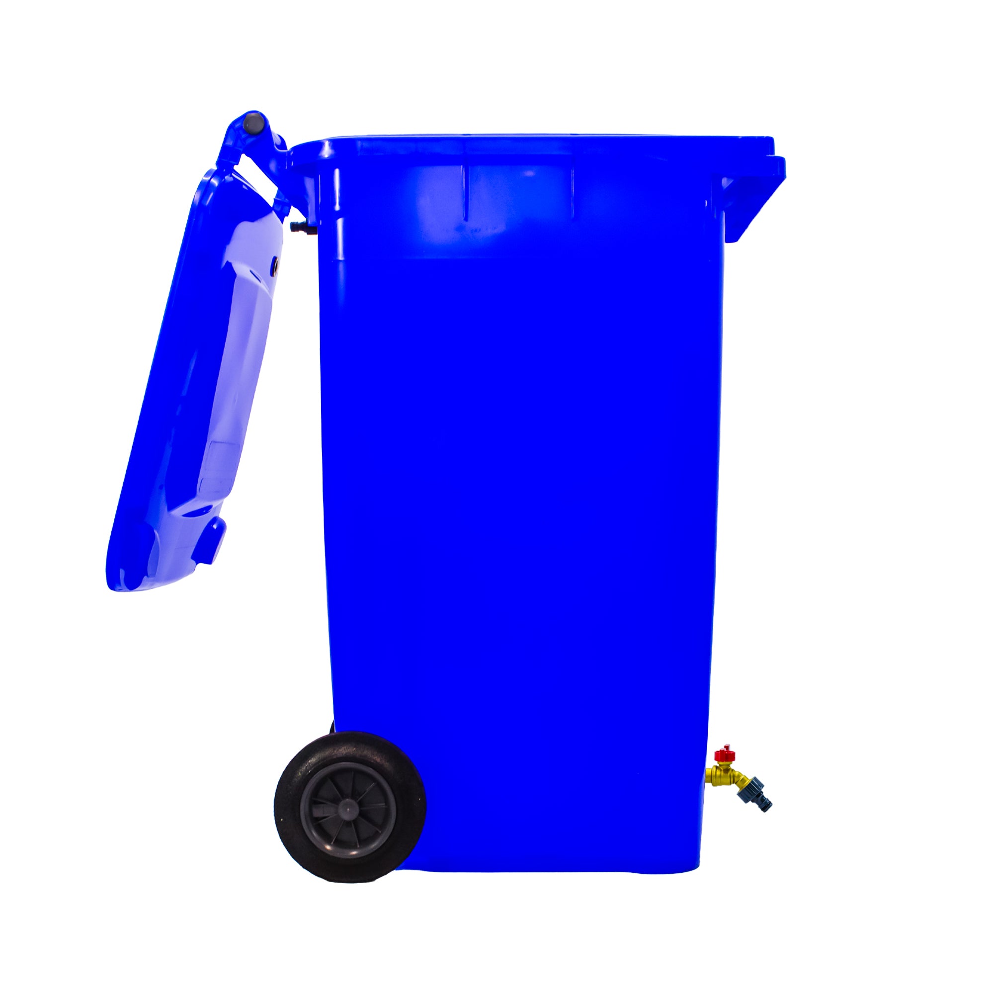 240 Litre Mobile Water Wheelie Bin Buffer Tank with Overflow Cut-off Float Valve