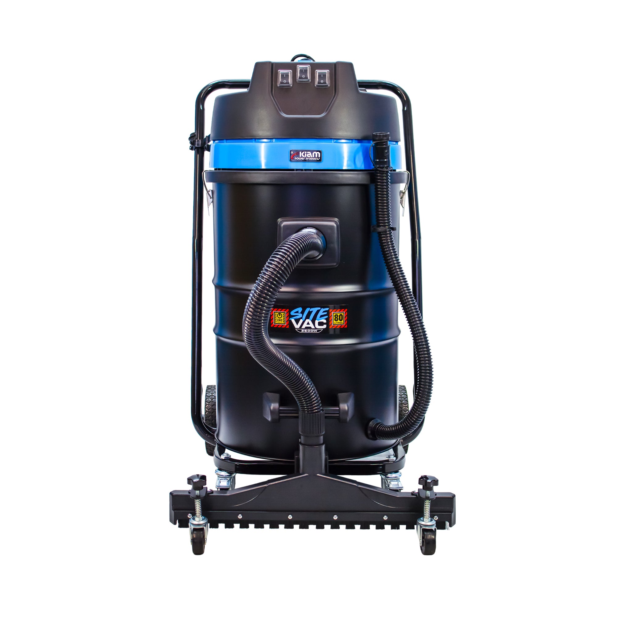 Kiam Warehouse Workshop Vac KV80-3F 3600W humide et sec avec raclette montée à l'avant