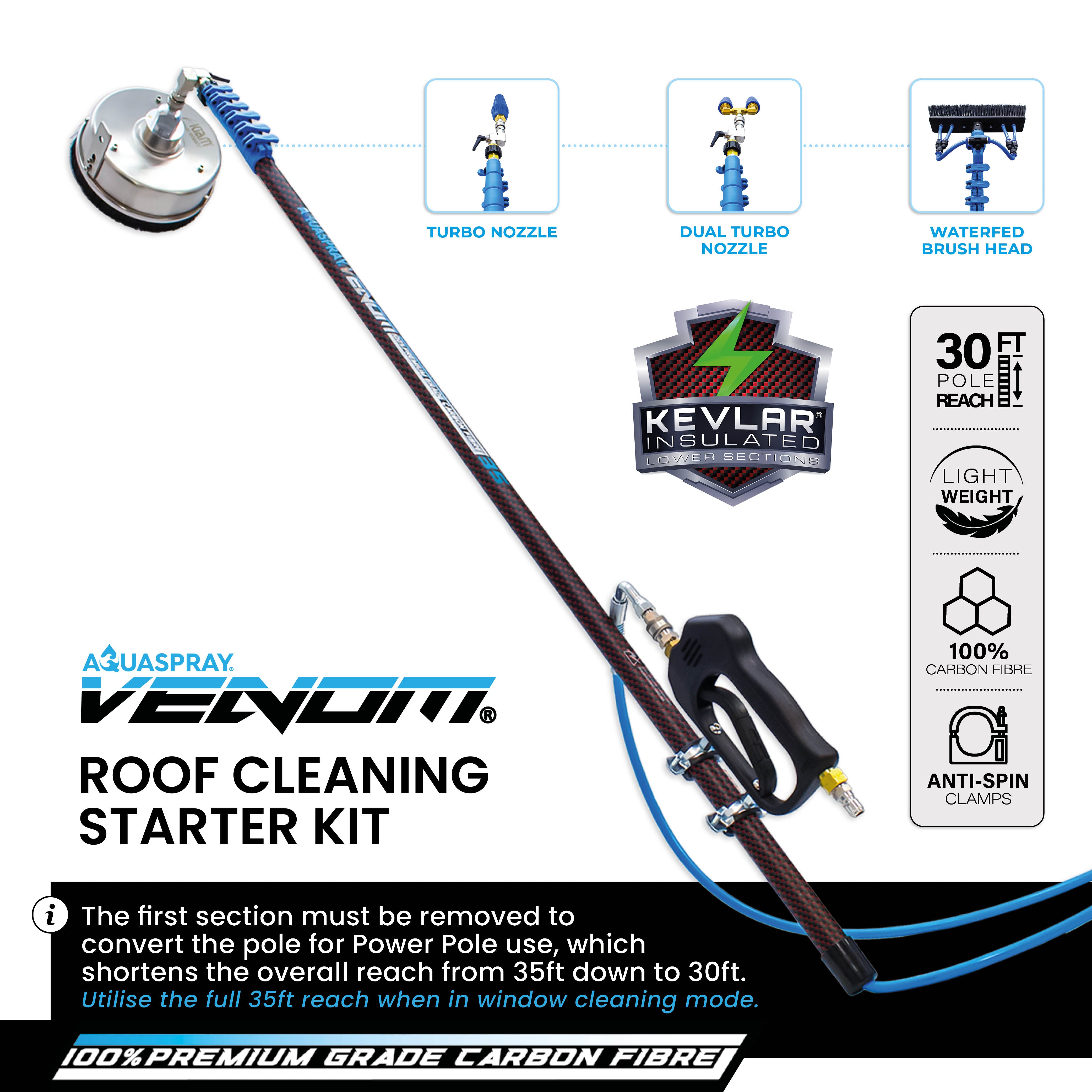 Roof cleaning Starter Package - Venom Power Pole + Surfacepro 12 + Turbo Nozzle
