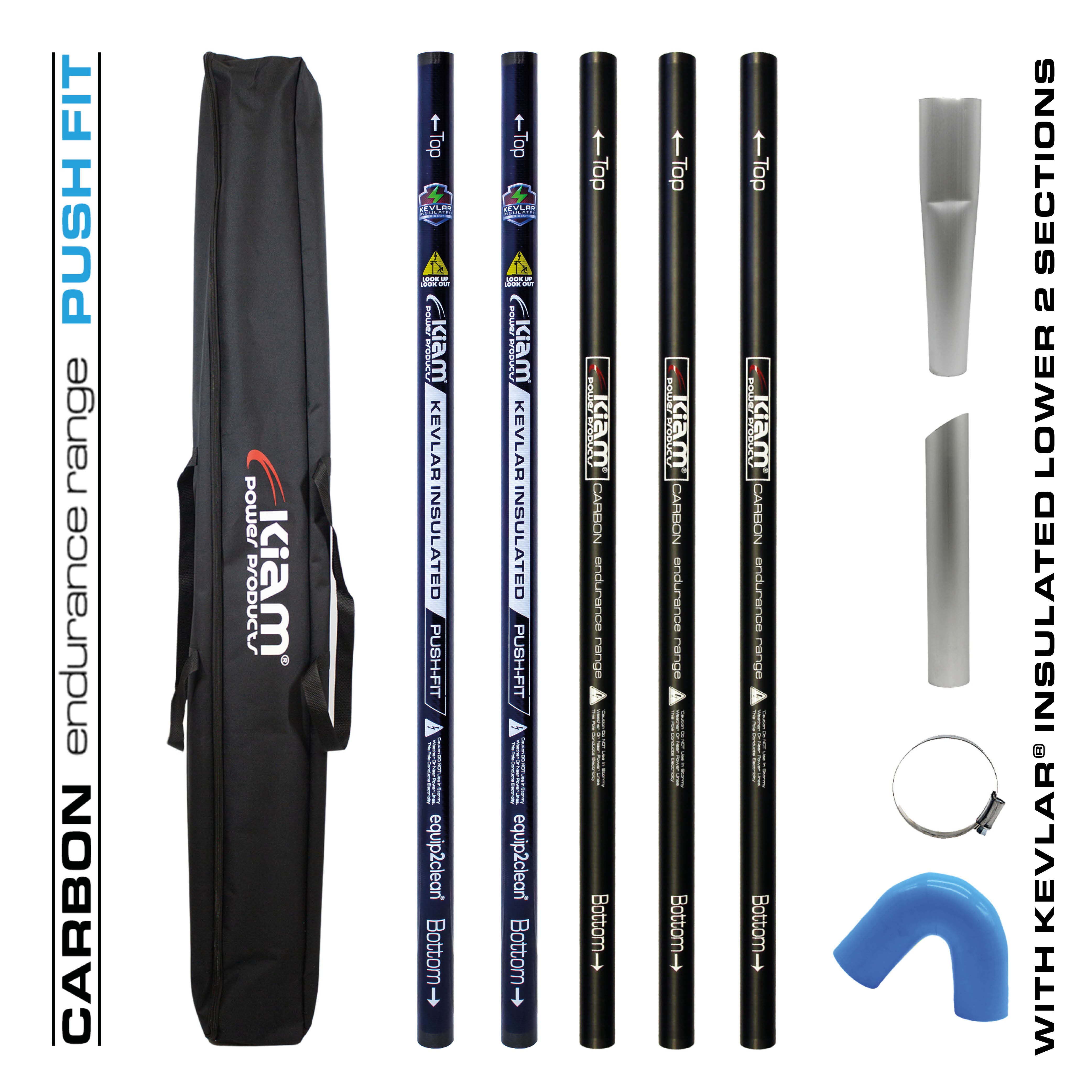 CARBON Fibre Endurance Range Push-fit Gutter Vacuum Pole Kit (51mm Diameter) 20ft-40ft Kits