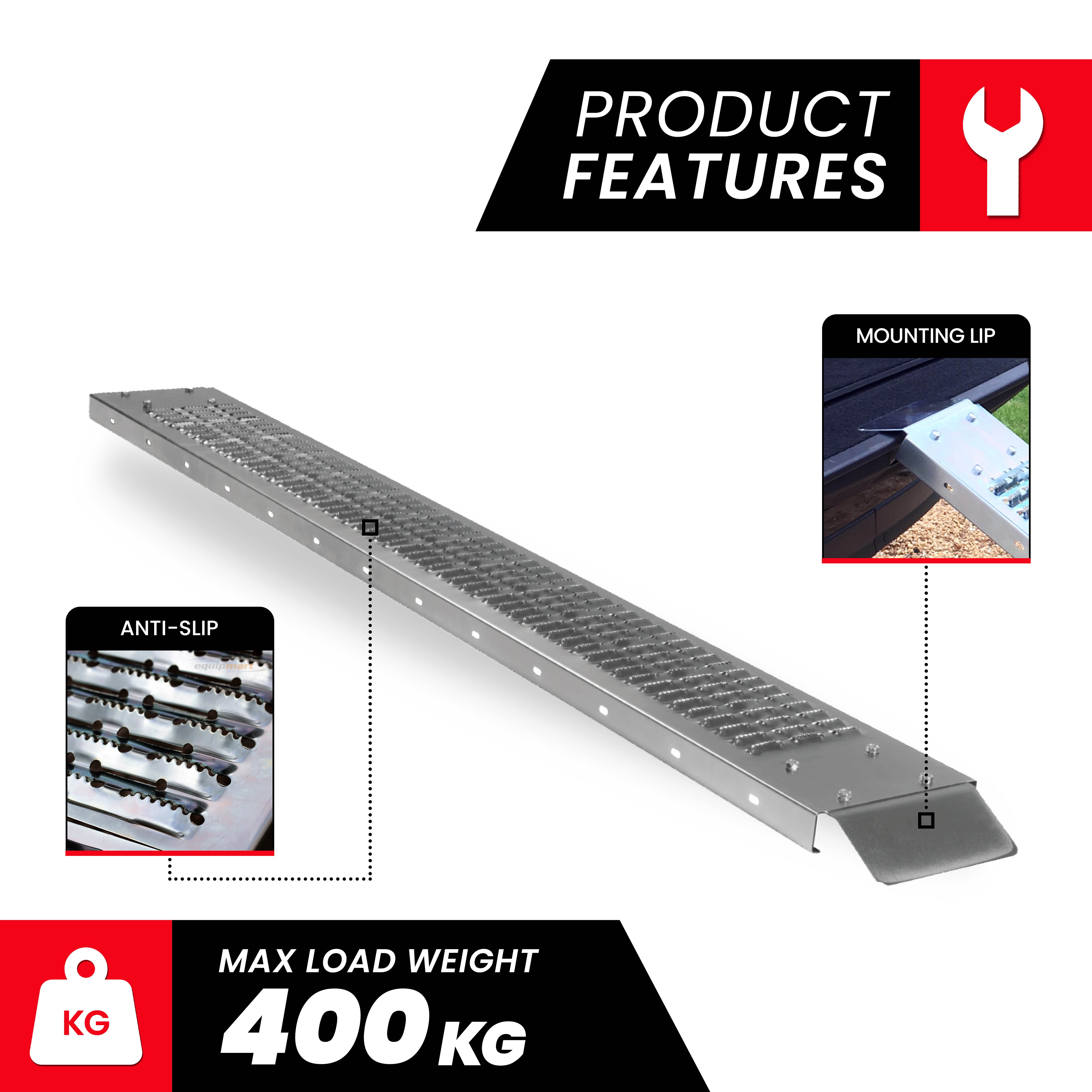 Loading Ramps 1.85m (Set of 2) Heavy Duty 400KG Loading Capacity