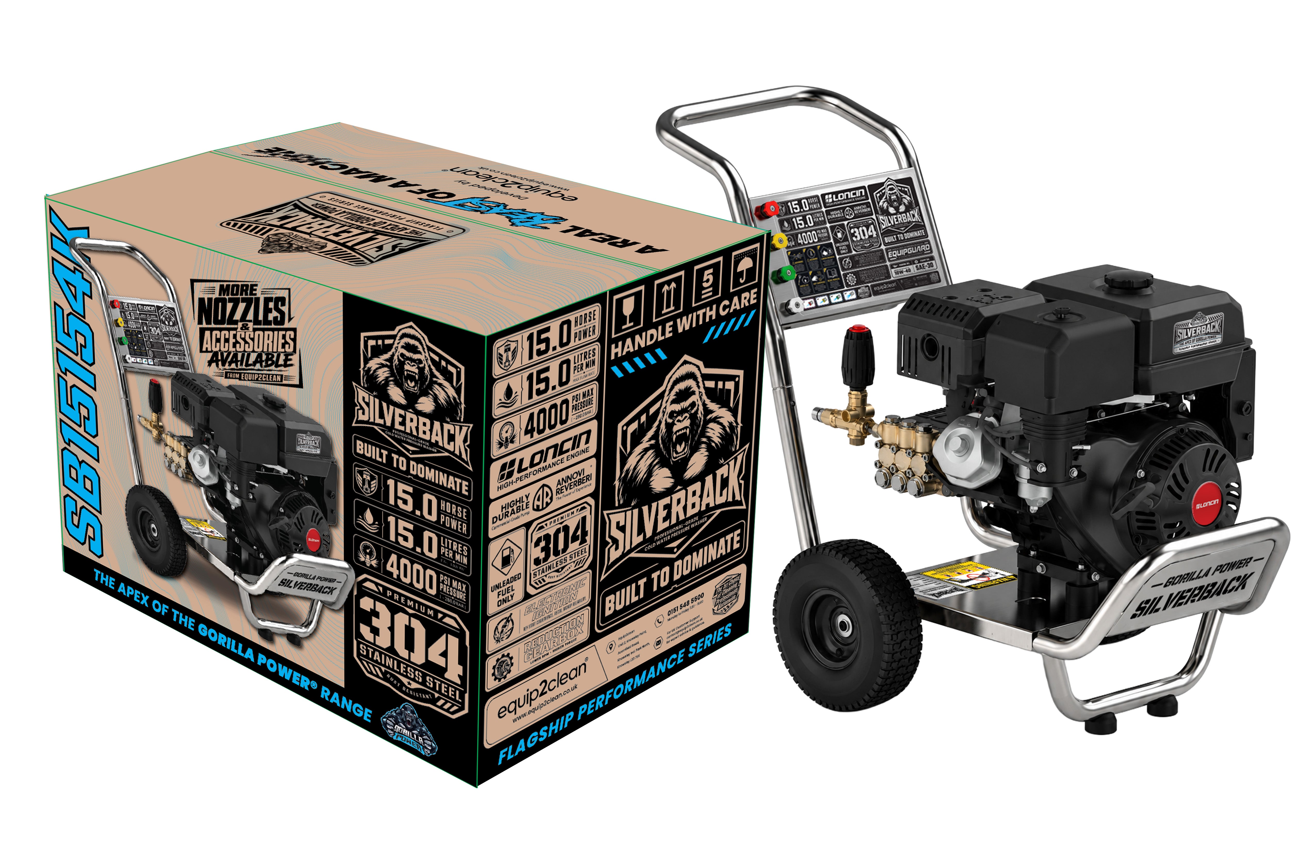 SILVERBACK 21LPM 200 Bar Petrol Pressure Washer | AR Pump | Electric Start