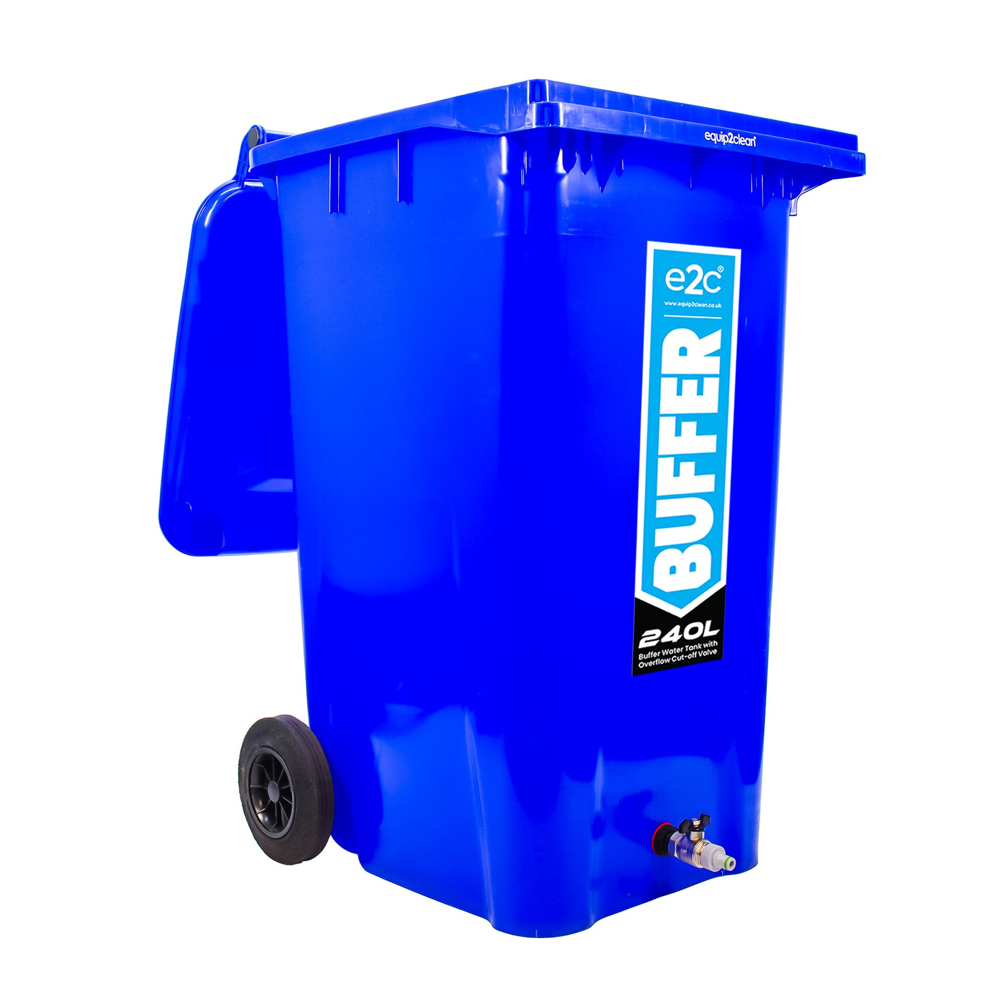 240 Litre Mobile Water Wheelie Bin Buffer Tank with Overflow Cut-off Float Valve