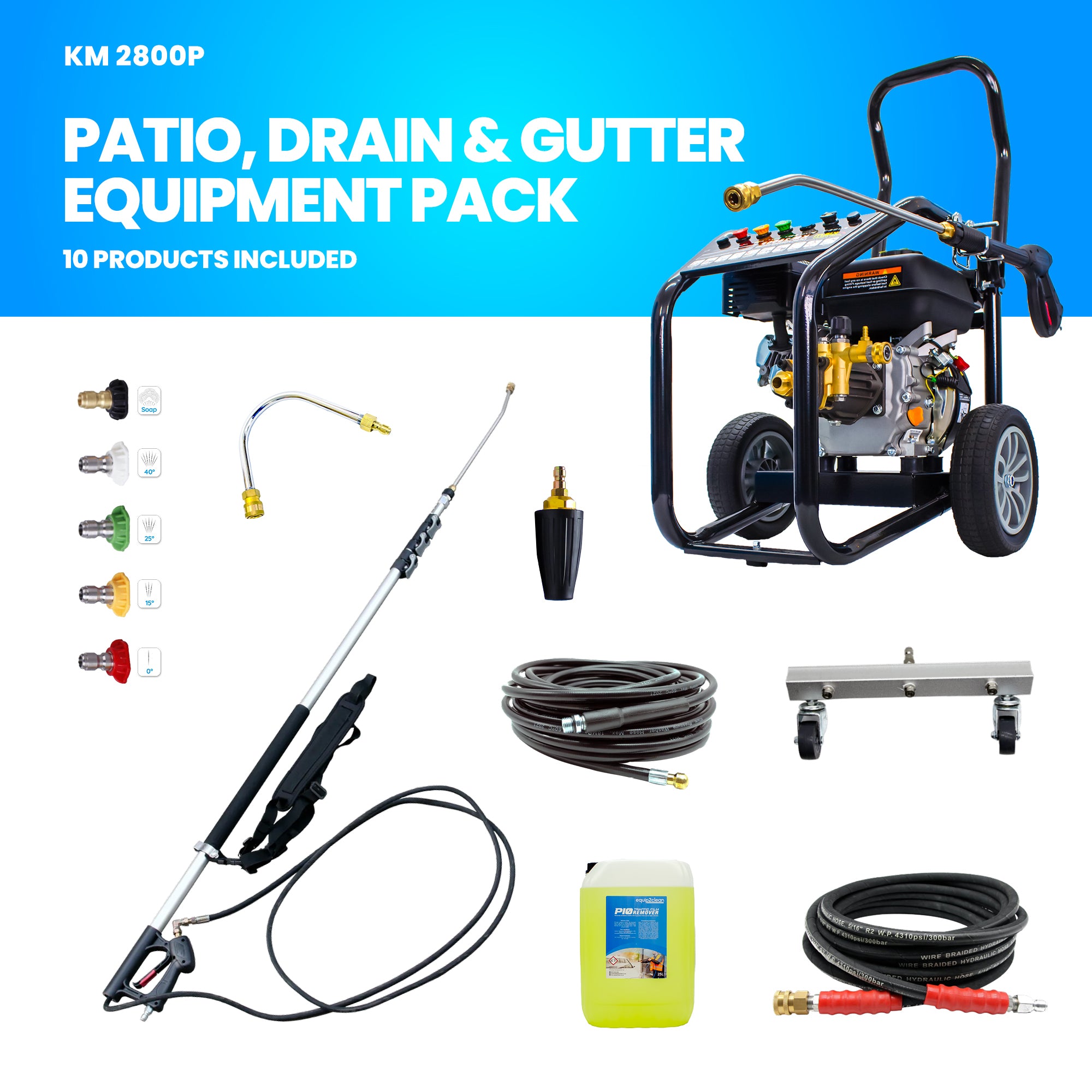 Patio, Drains, Gutter Cleaning Pressure Washer Package KM2800P