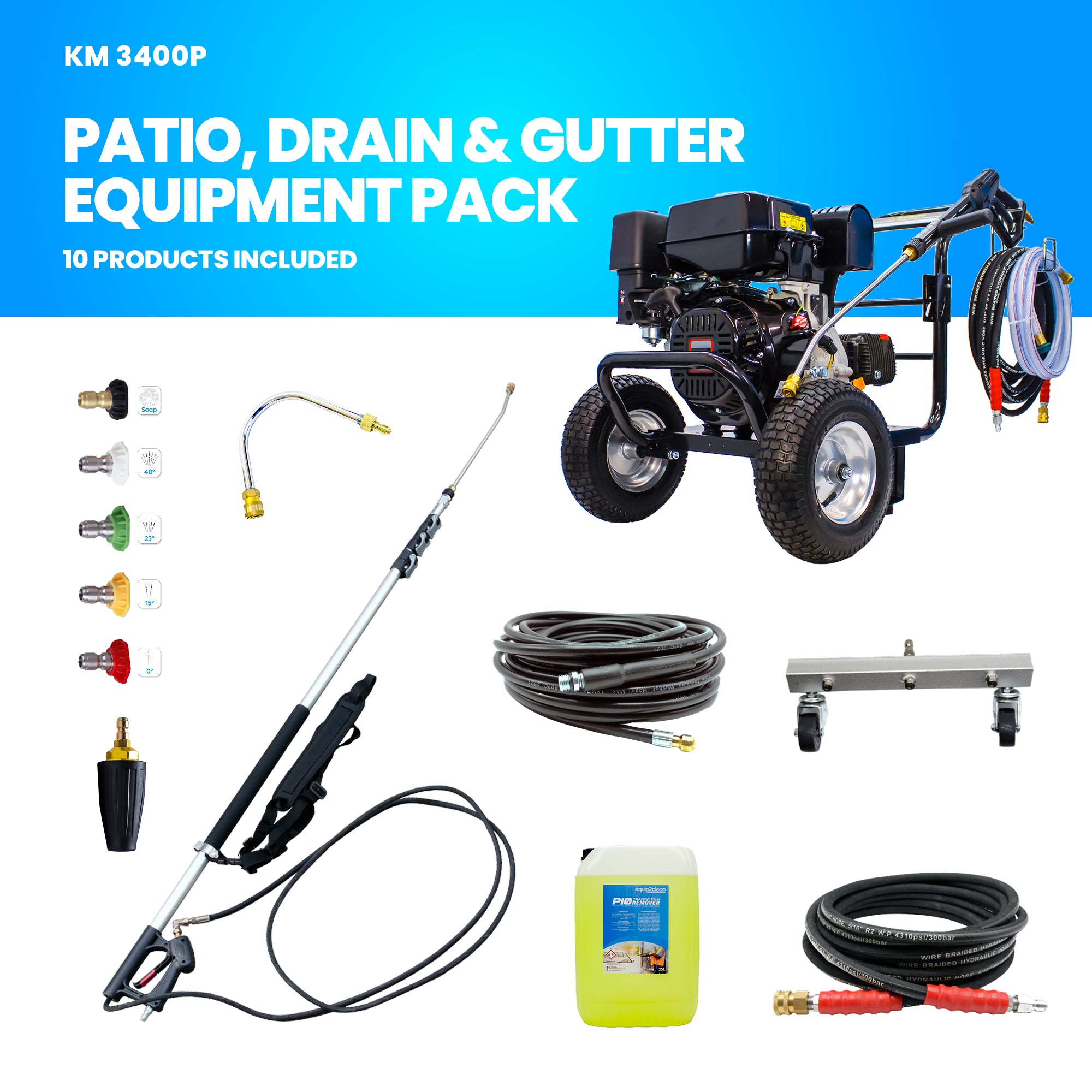 Patio, Drains, Gutter Cleaning Pressure Washer Package KM3400P