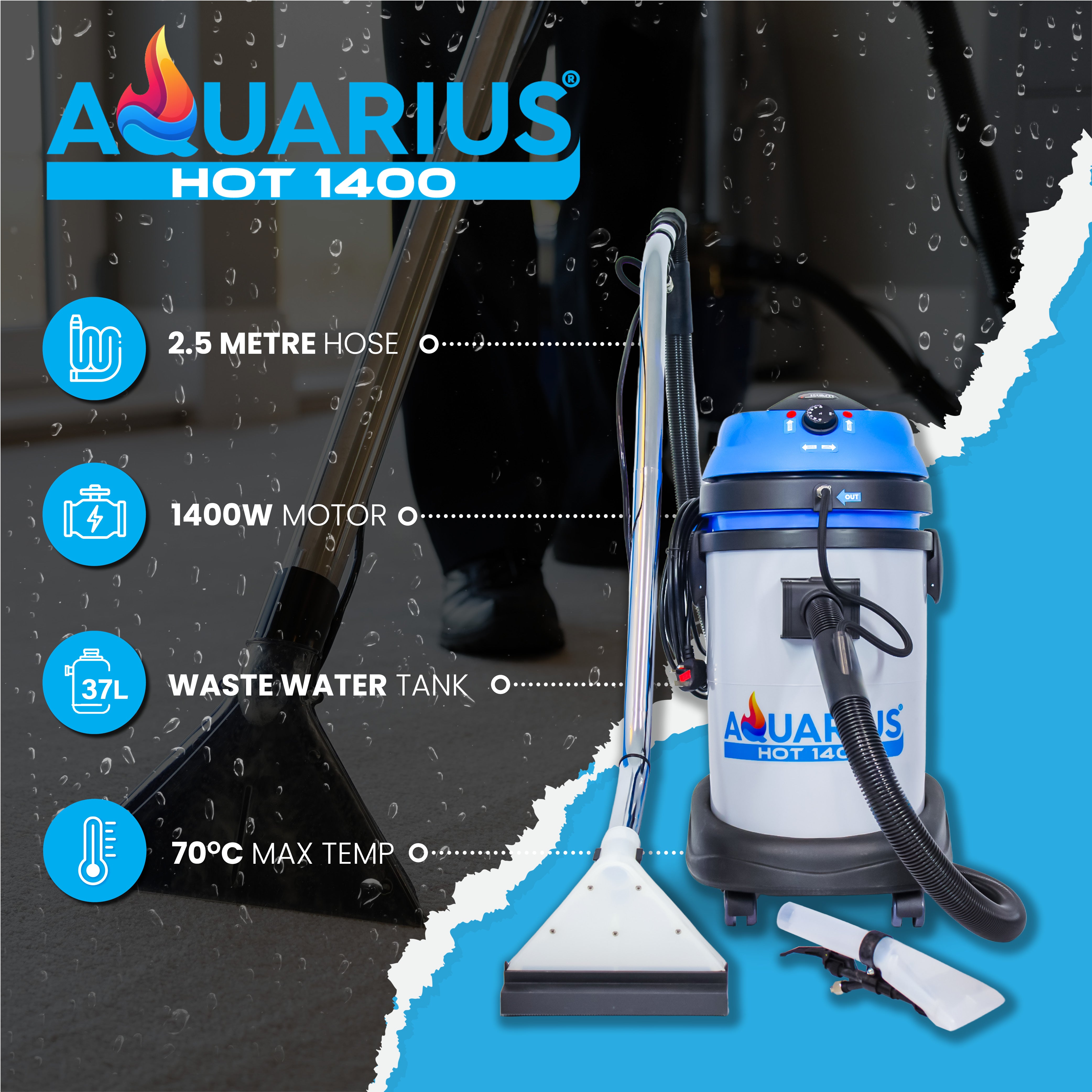 Aquarius Hot 1400 Professional Hot Water Carpet and Upholstery Cleaner