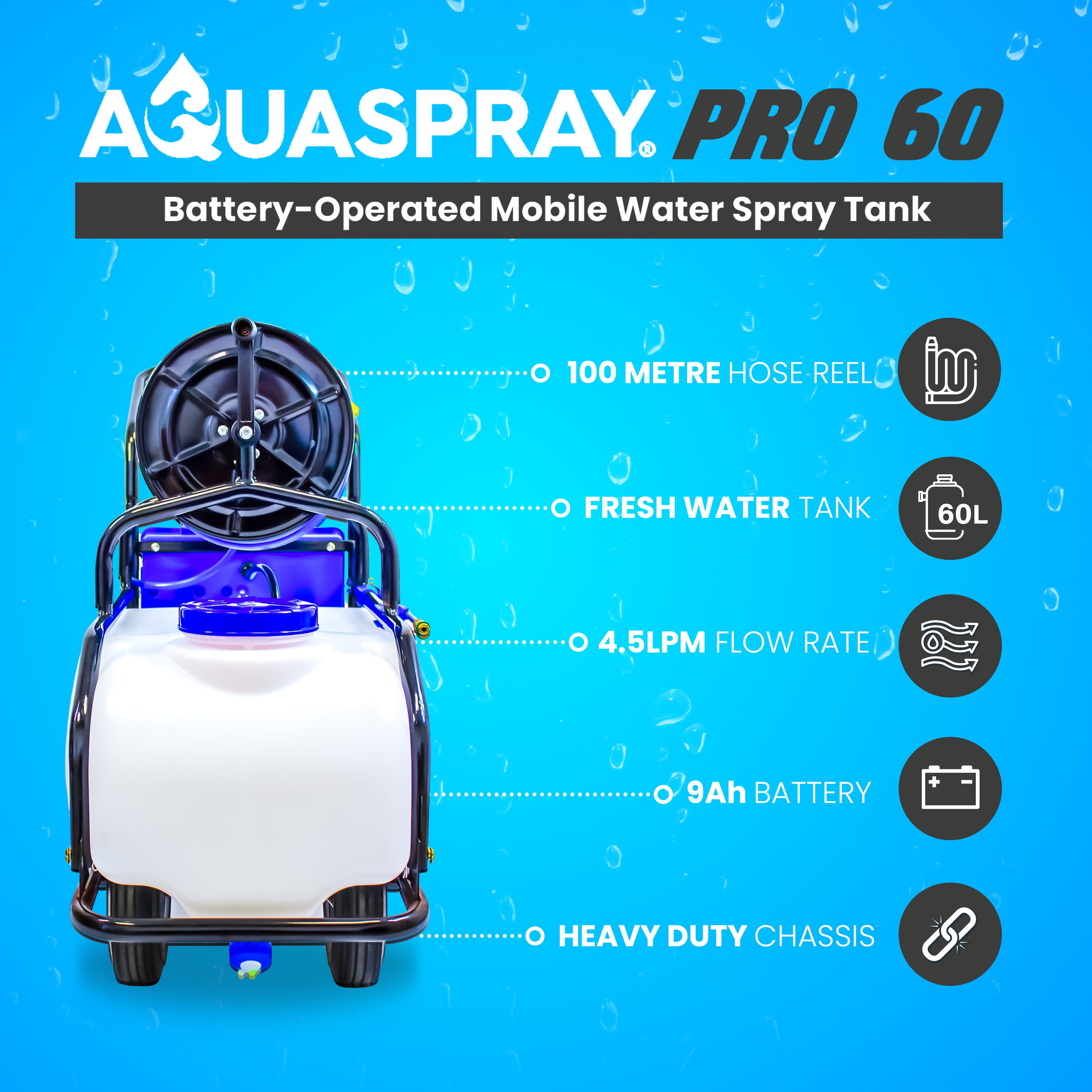 Aquaspray® Pro 60L Battery-Operated Water Spray Tank