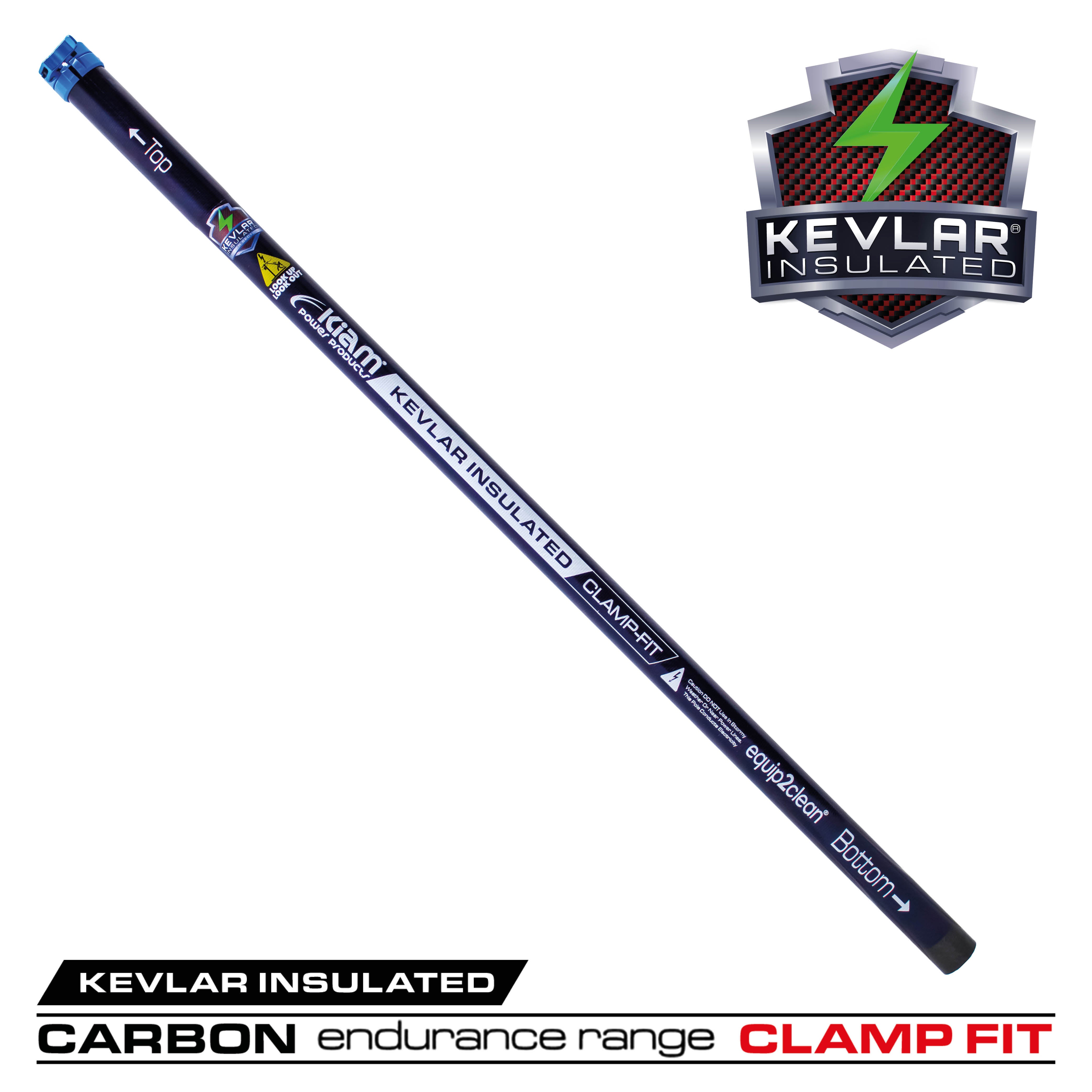 Clamped Carbon Fibre Gutter Vacuum Pole Kits (51mm Diameter) 20ft-40ft - close-up