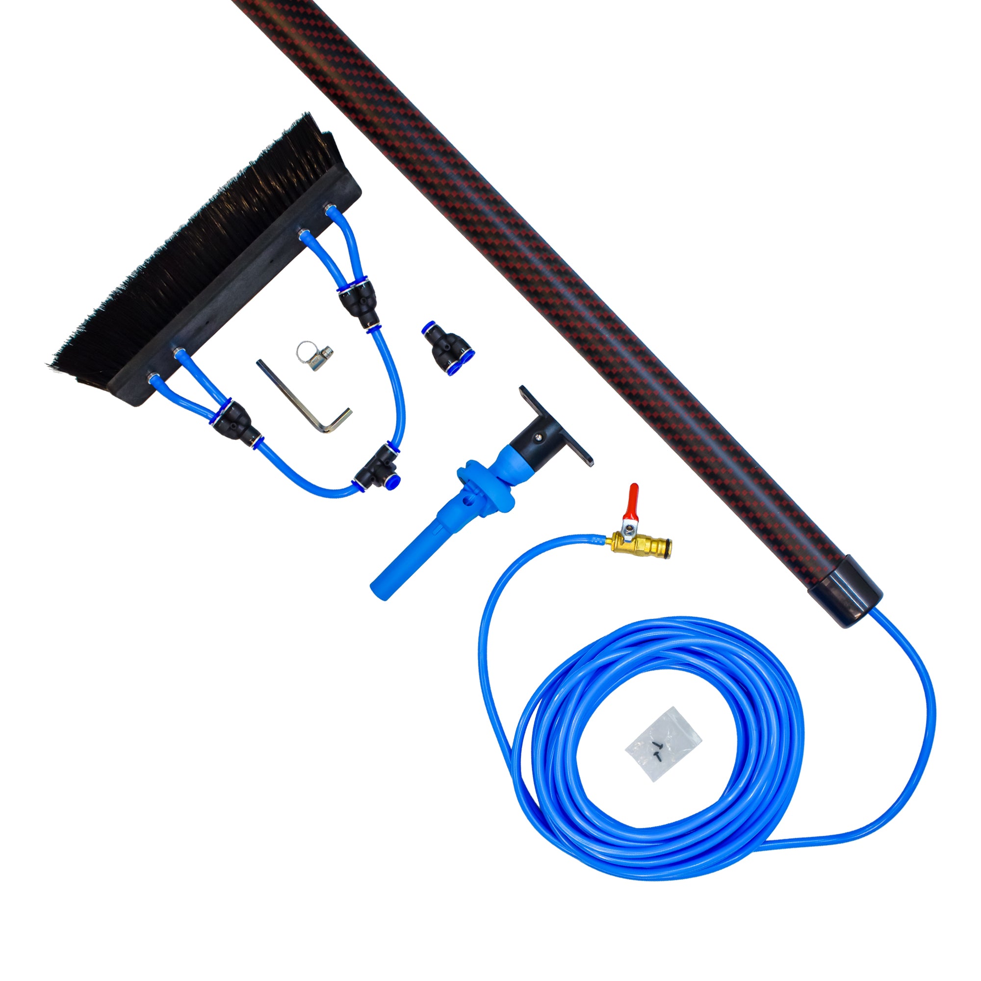 Aquaspray® Venom 25ft Kevlar Insulated Hybrid 70% Carbon, 30% Fiberglass Waterfed Window Cleaning Pole – 5 Sections