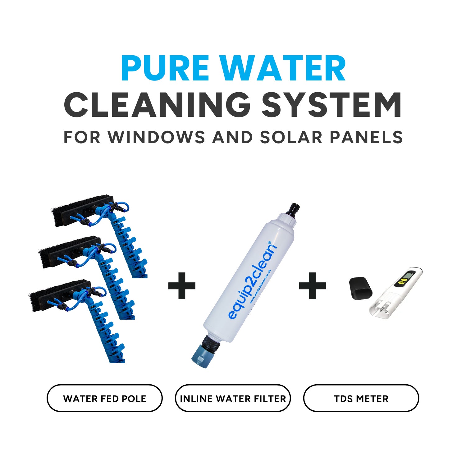 Aquaspray® Venom Bundle Kit - 18ft Water-fed Telescopic Window Cleaning Pole + Inline Di-Filter + TDS Meter