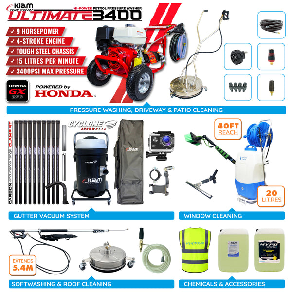 Silver - Ultimate Honda Exterior Business Start-Up Package - Pressure washing, Gutter, Window, Roof cleaning equipment
