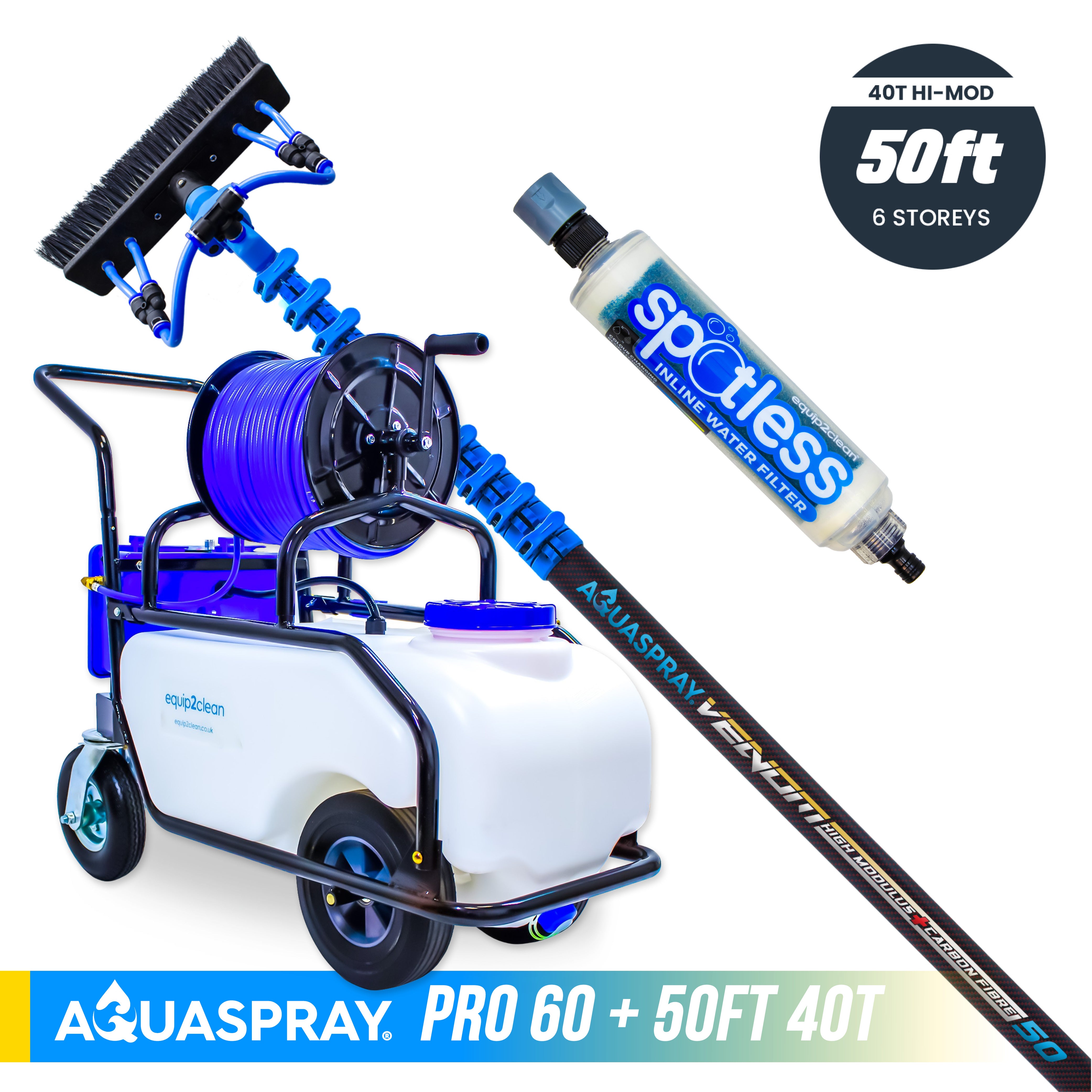Aquaspray® Venom High-Mod Carbon Fibre Water-Fed Pole & Spray Tank Pack | 22ft–50ft