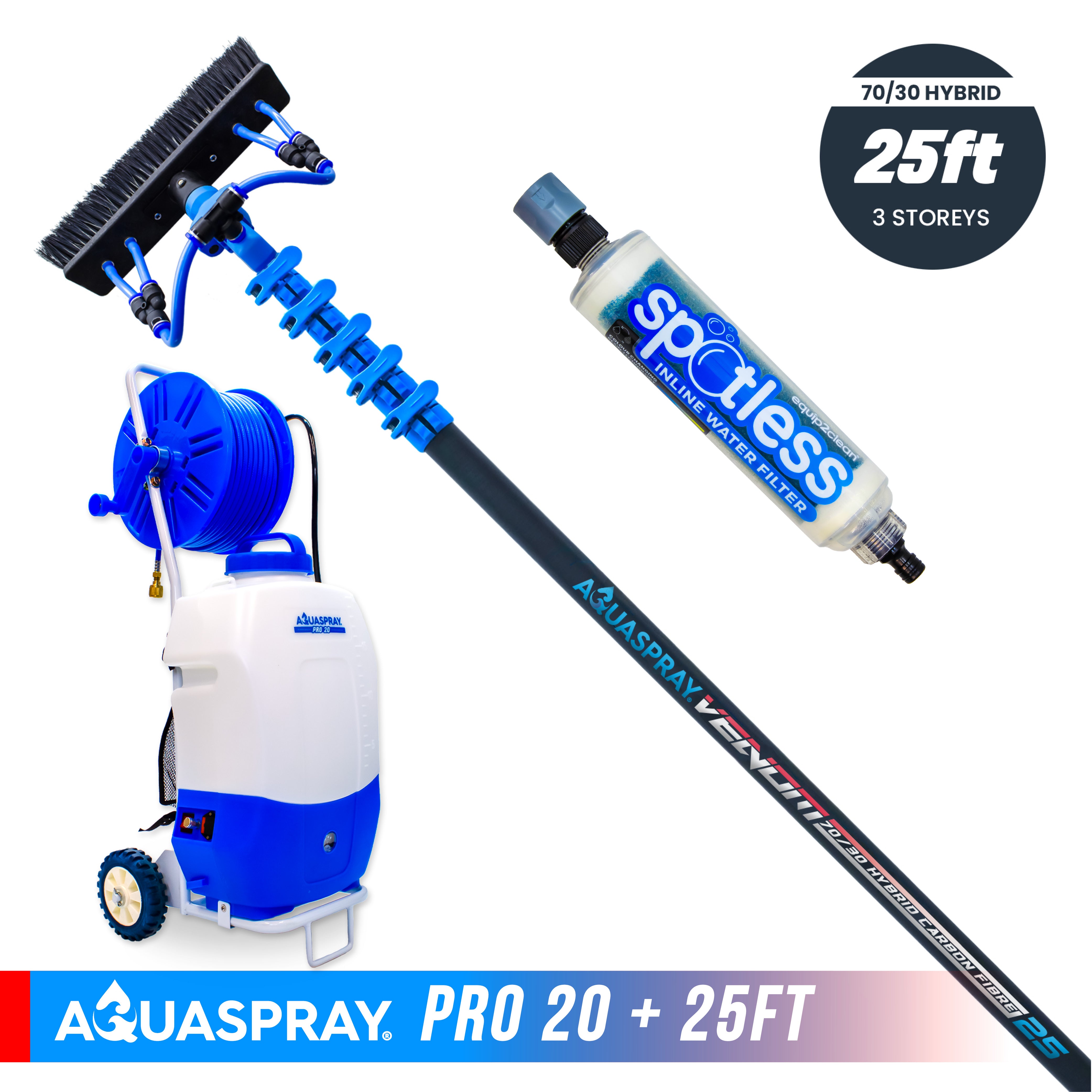 Aquaspray® Venom 70/30 Hybrid Water-Fed Pole & Spray Tank Pack | 25ft–30ft