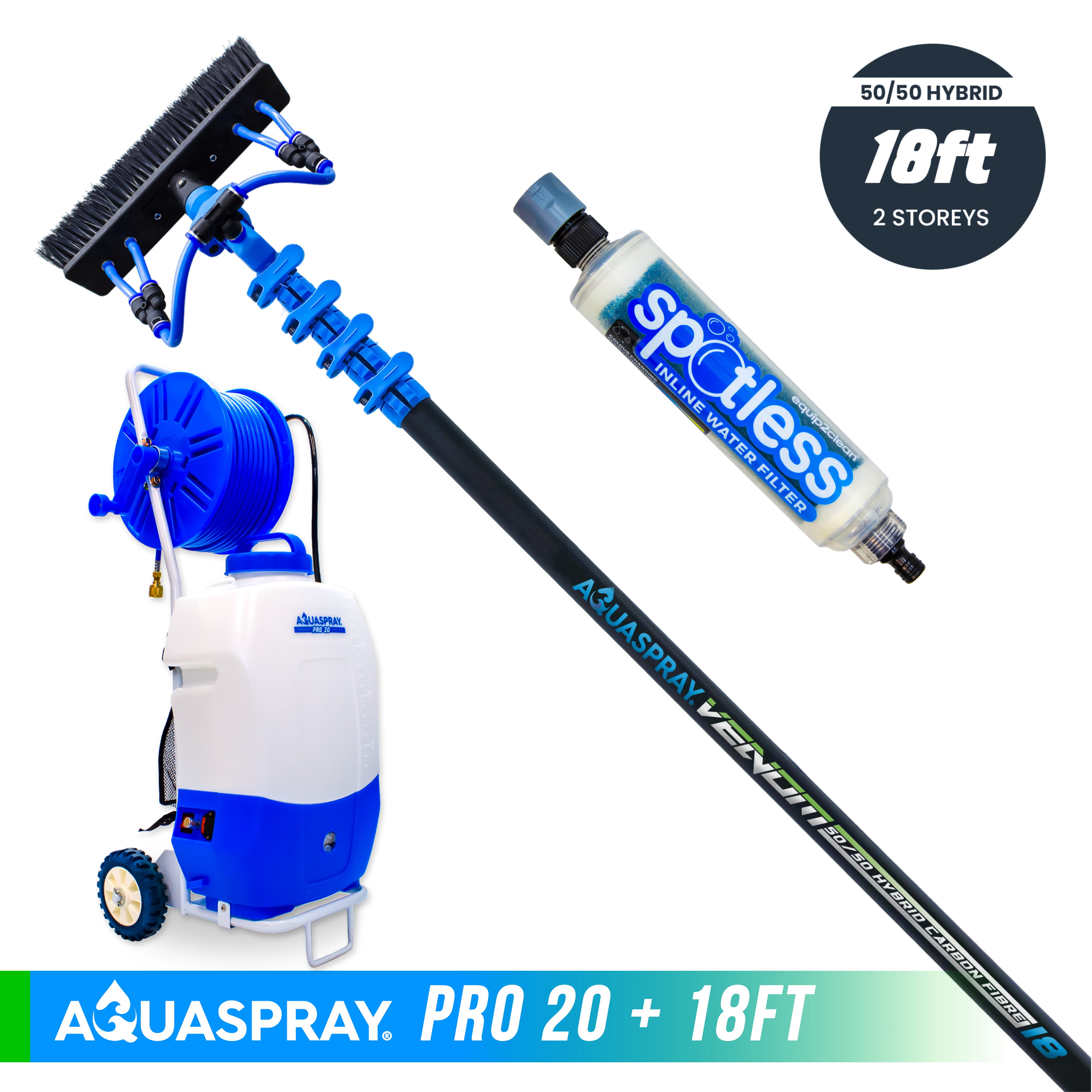 Aquaspray® Venom 50/50 Hybrid Water-Fed Pole & Spray Tank Pack | 18ft–30ft