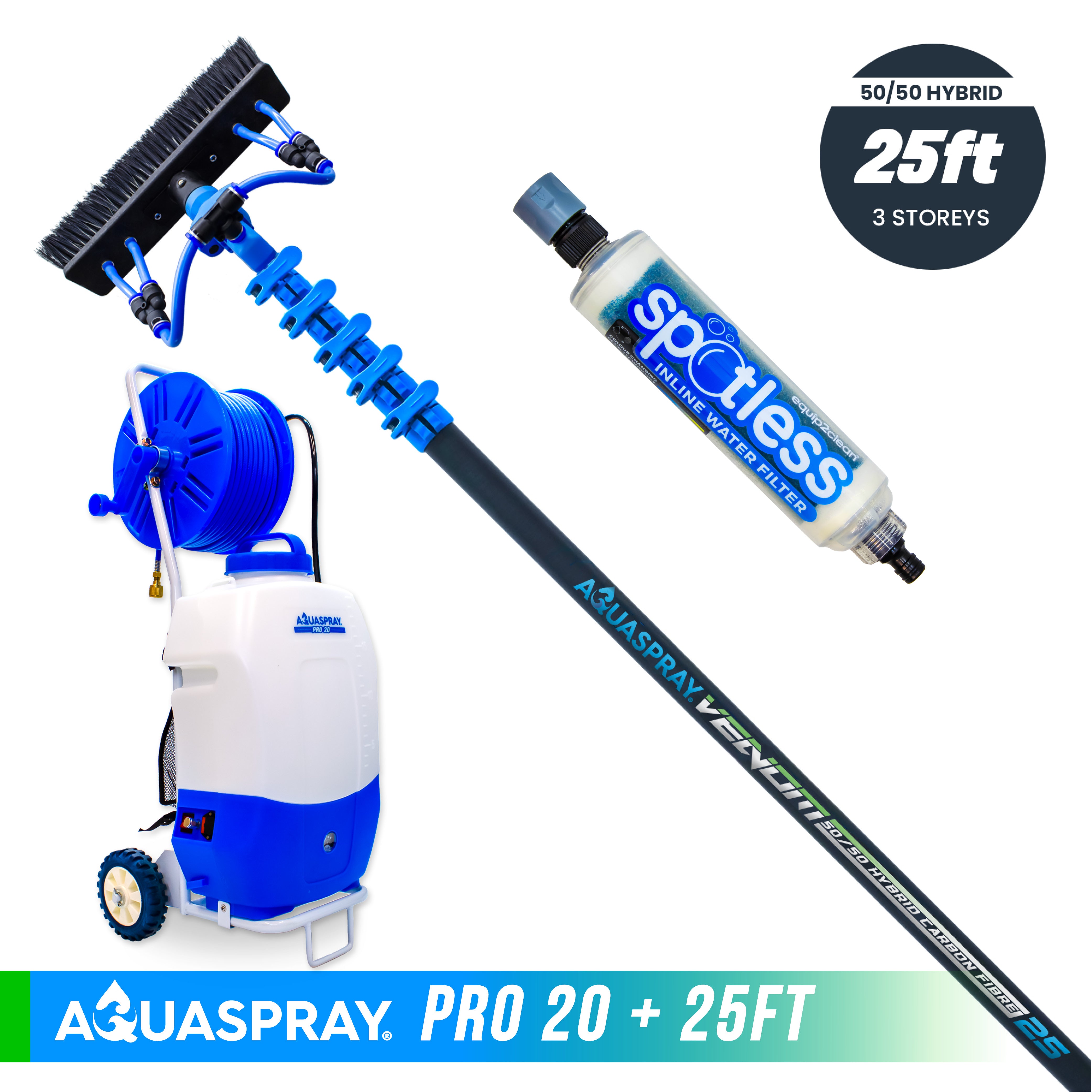 Aquaspray® Venom 50/50 Hybrid Water-Fed Pole & Spray Tank Pack | 18ft–30ft