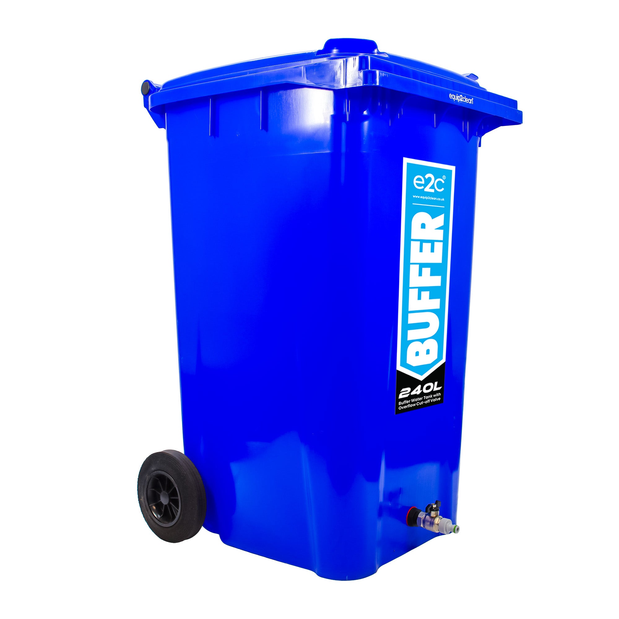 240 Litre Mobile Water Wheelie Bin Buffer Tank with Overflow Cut-off Float Valve