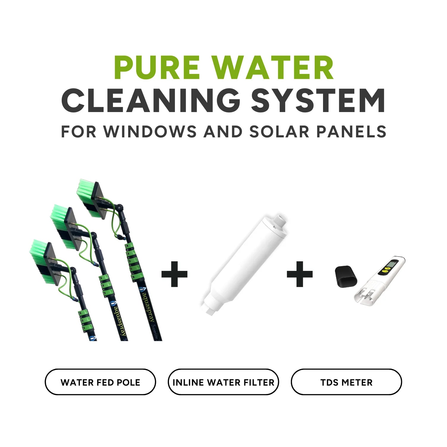 Aquaspray® Bundle Kit - 40ft Carbon Window Cleaning Pole + In-line Di-Filter + TDS Meter