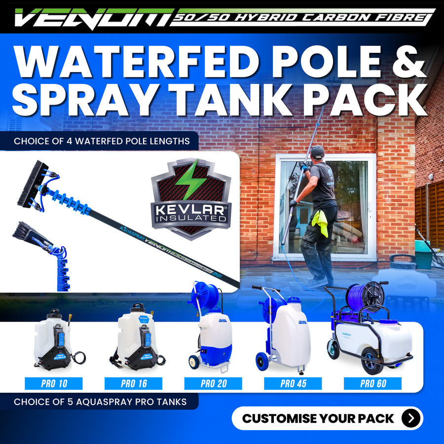 Aquaspray® Venom 50/50 Hybrid KEVLAR INSULATED Water-Fed Pole & Spray Tank Pack | 18ft–30ft