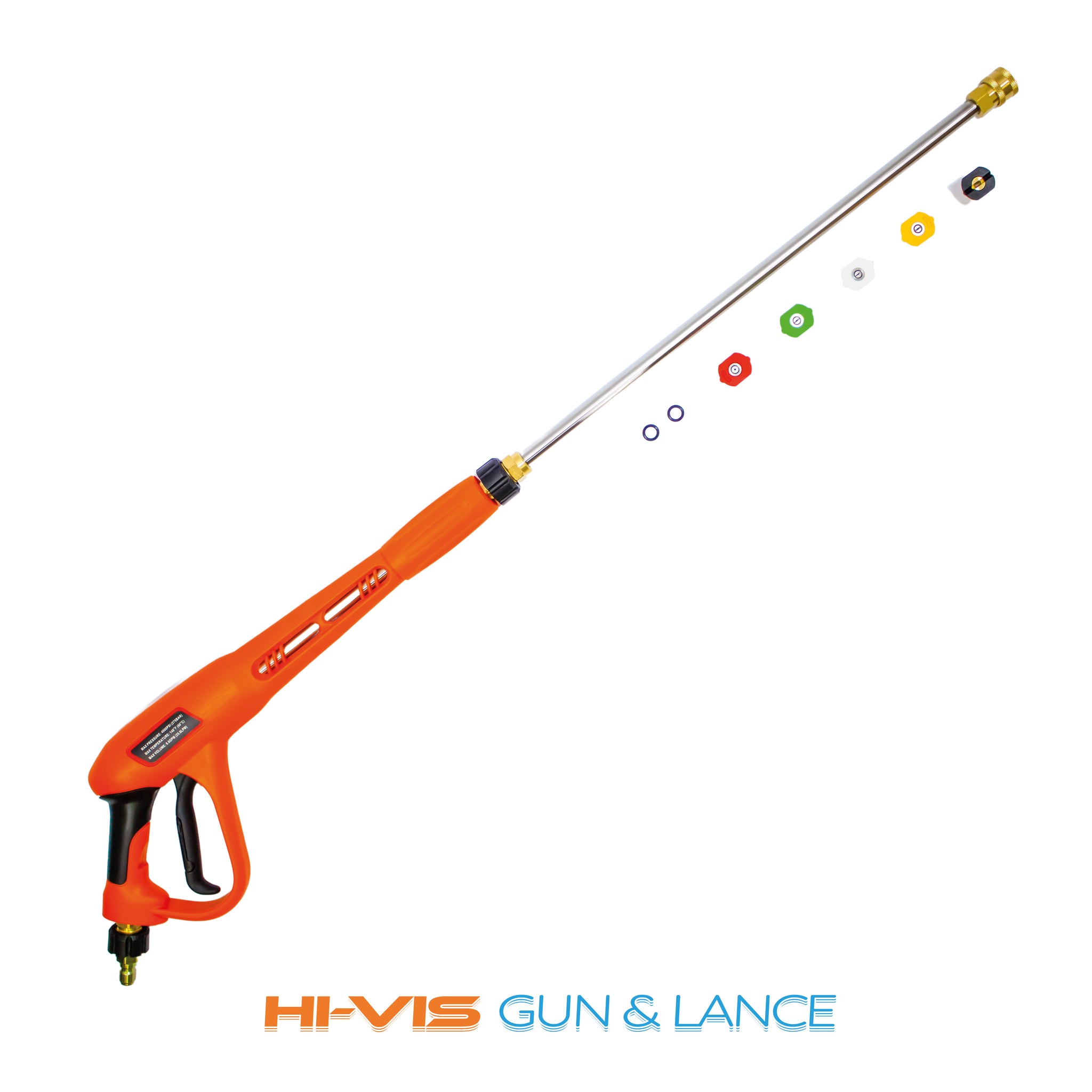 Hi-Vis Orange Heavy Duty Industrial High Pressure Trigger Gun & nozzle ...