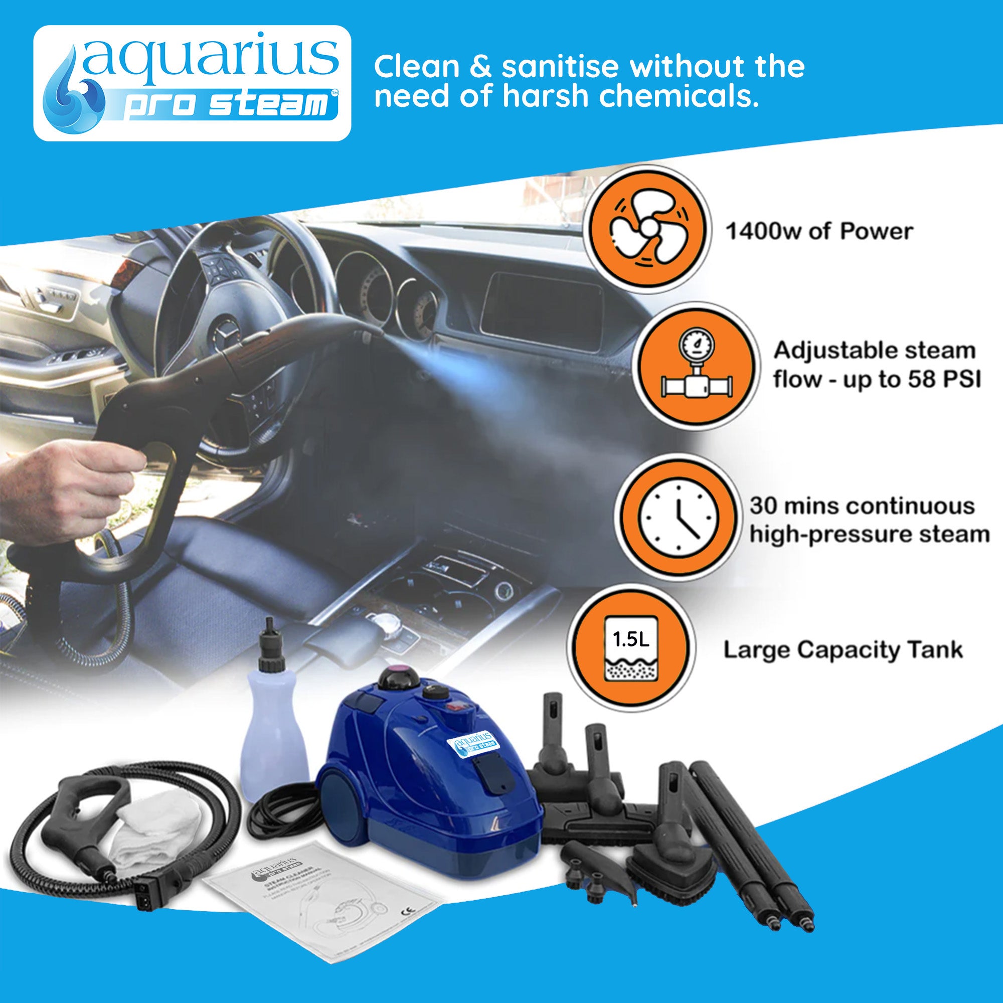 Aquarius Pro Steam - Multi-Purpose Steam Cleaner