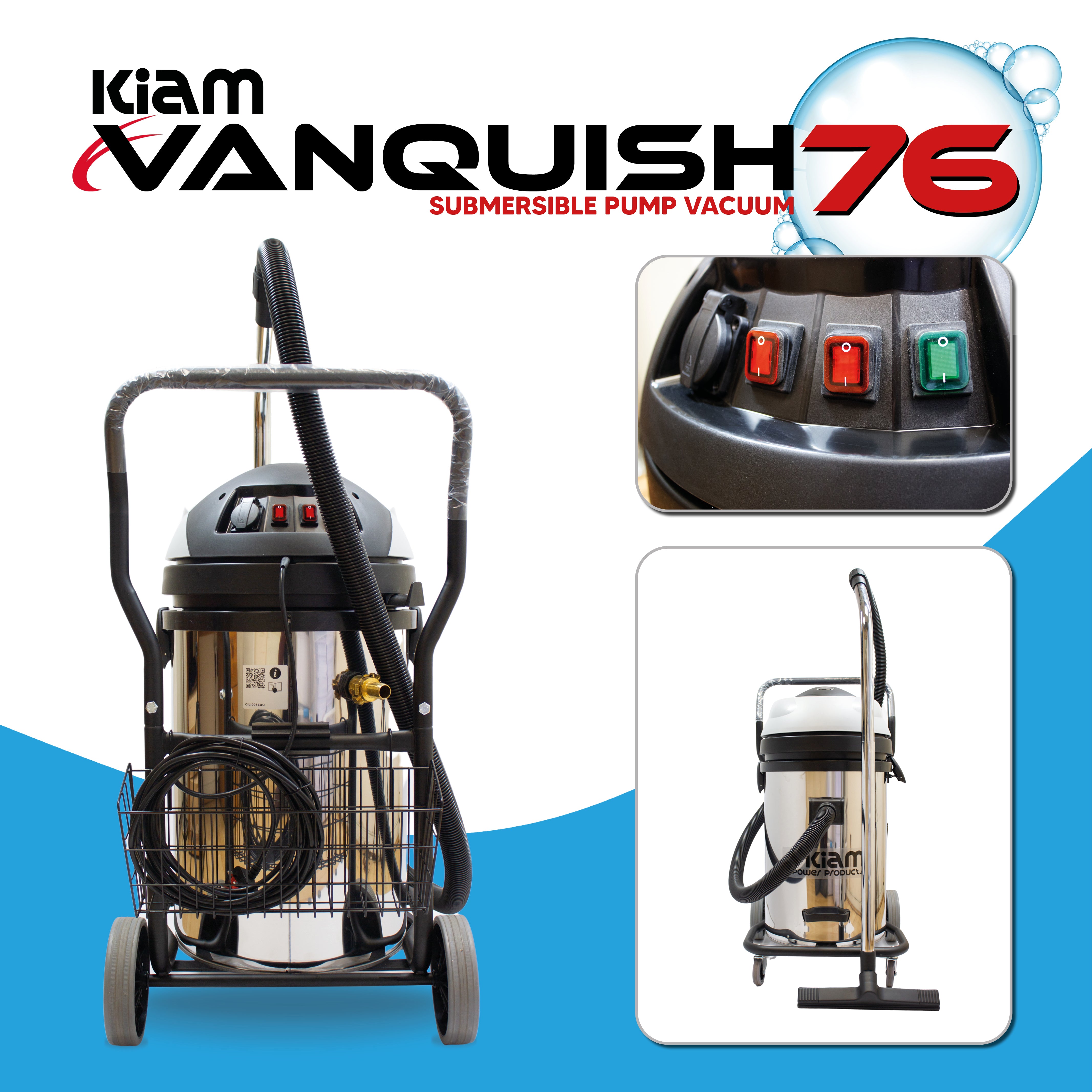 Kiam Vanquish 76 Litre Submersible Pump Wet Vacuum Cleaner